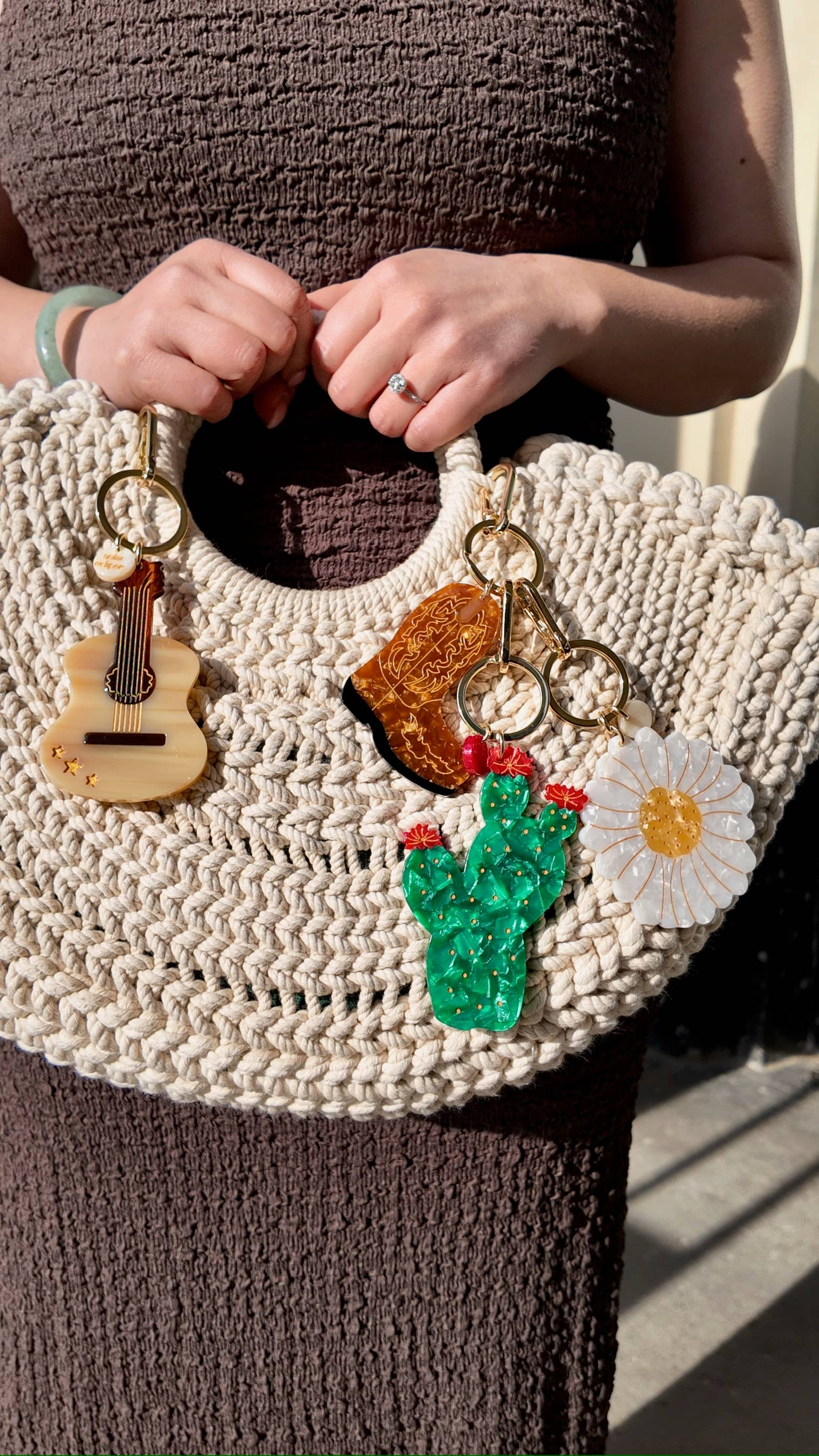 Hand-painted Guitar Bag Charm + Keychain | Solar Eclipse | Bag Charm