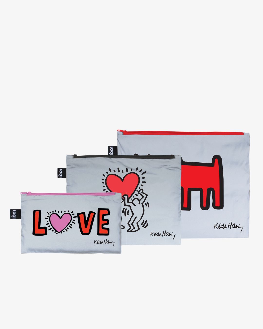 Dog, Heart & Love Reflective Zip Pockets by Keith Haring