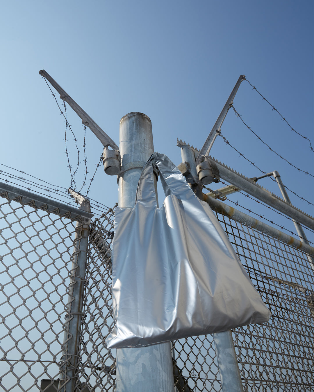 Metallic Matt Silver Reusable Bag | LOQI | Shopping Tote Bag