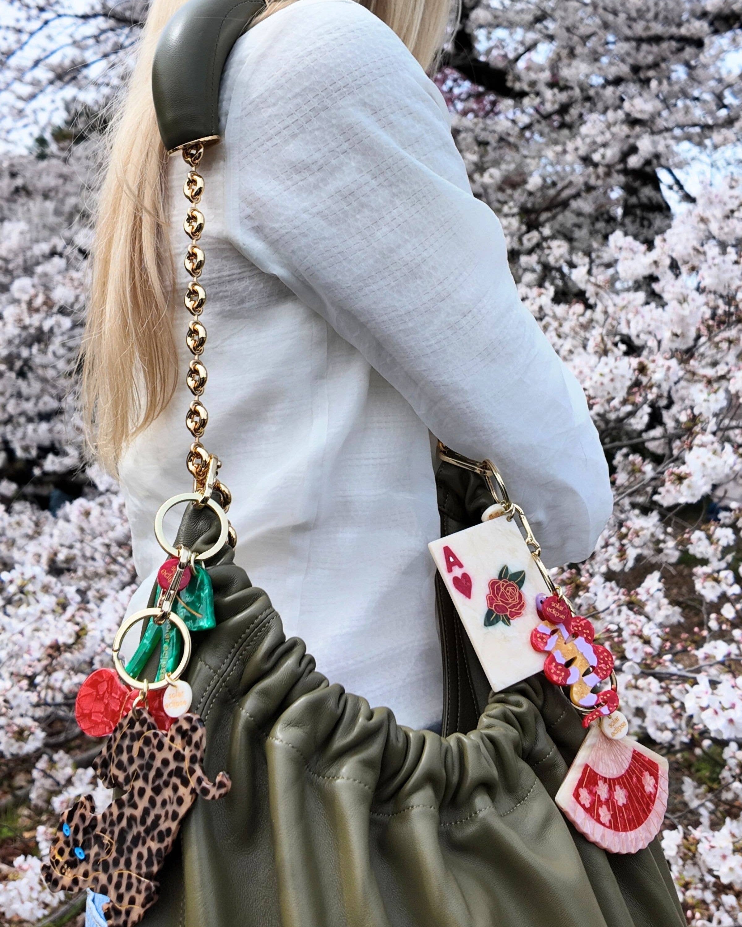 Hand-painted Cherry Bag Charm & Keychain | Solar Eclipse | Bag Charm