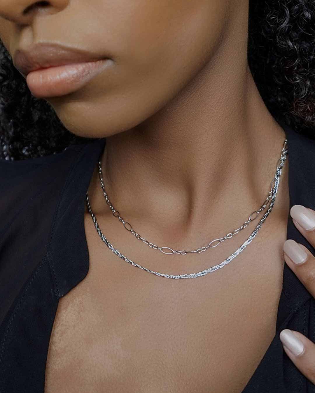 Silver Delicate Layered Chain Necklace
