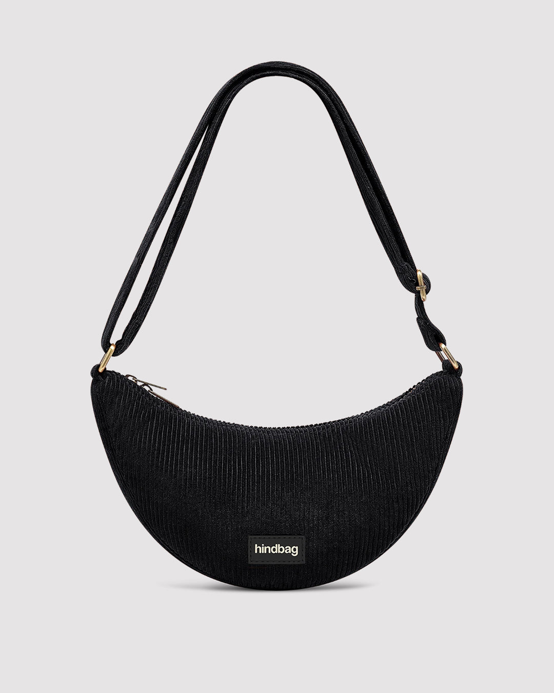 Black Corduroy Andrea Crescent Bag hindbag