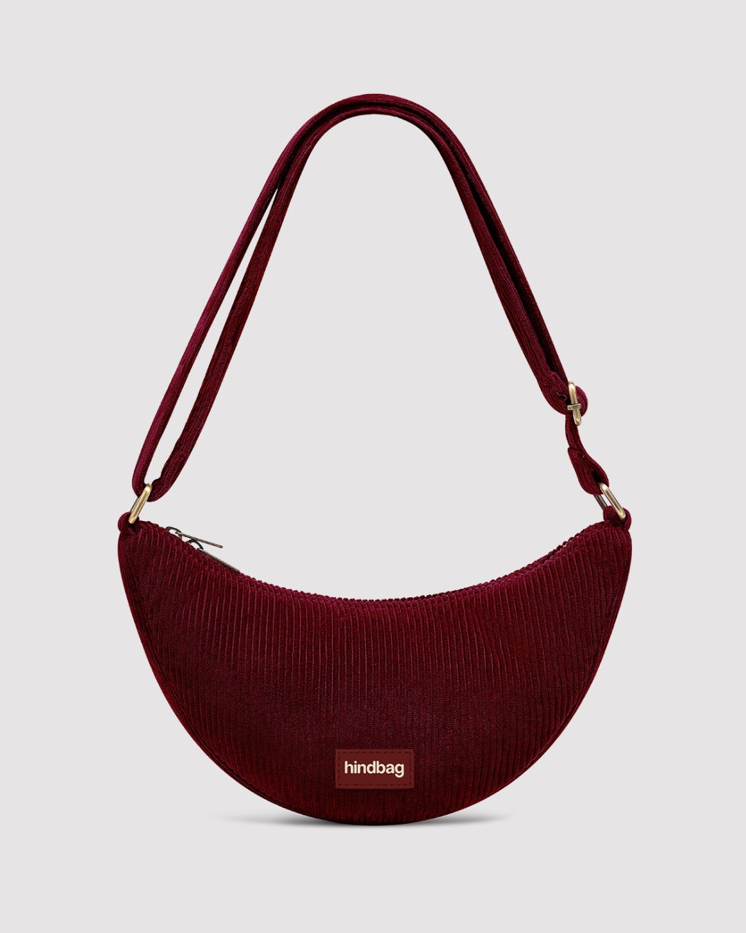 Burgundy Corduroy Andrea Crescent Bag hindbag