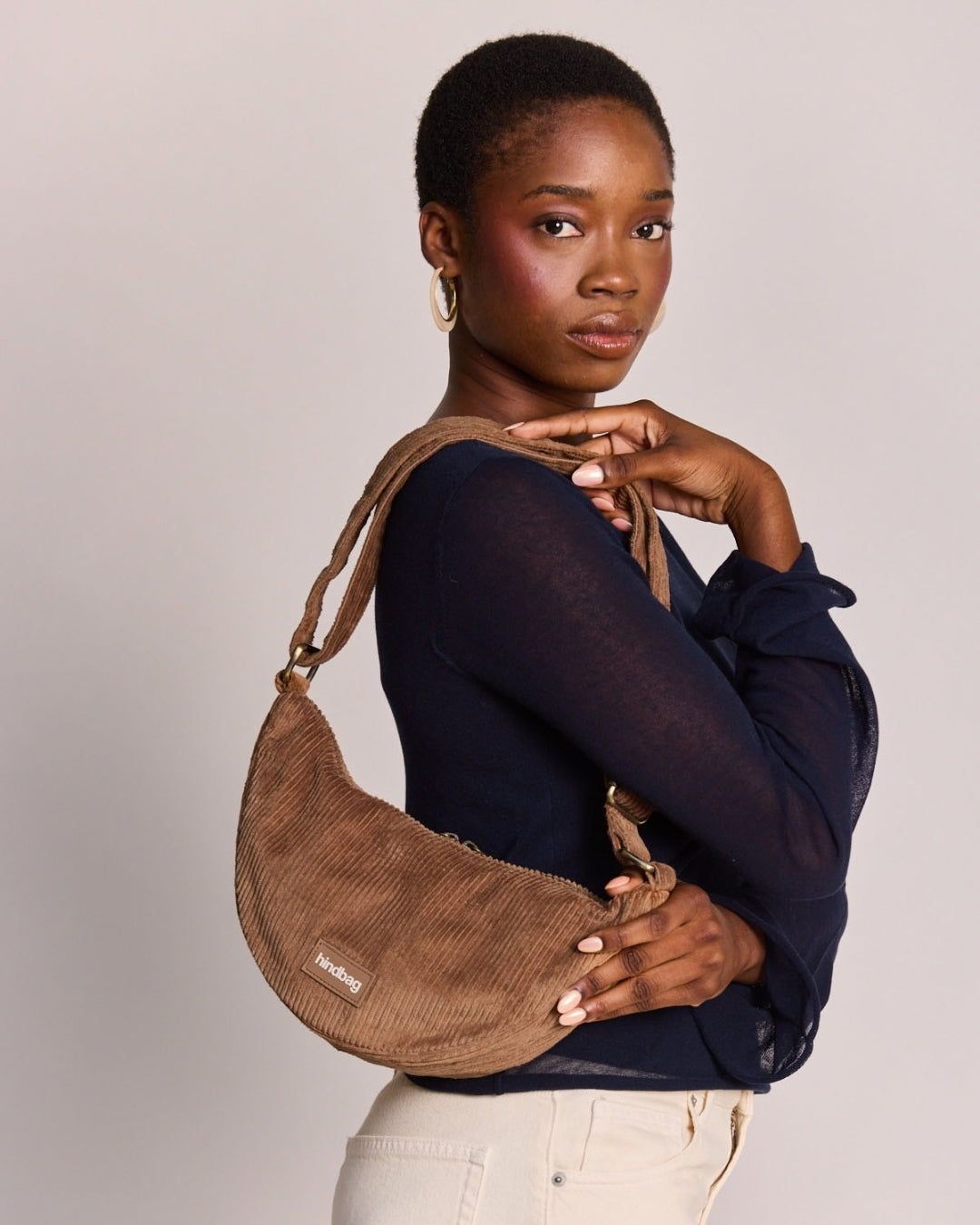 Macchiato Corduroy Andrea Crescent Bag hindbag