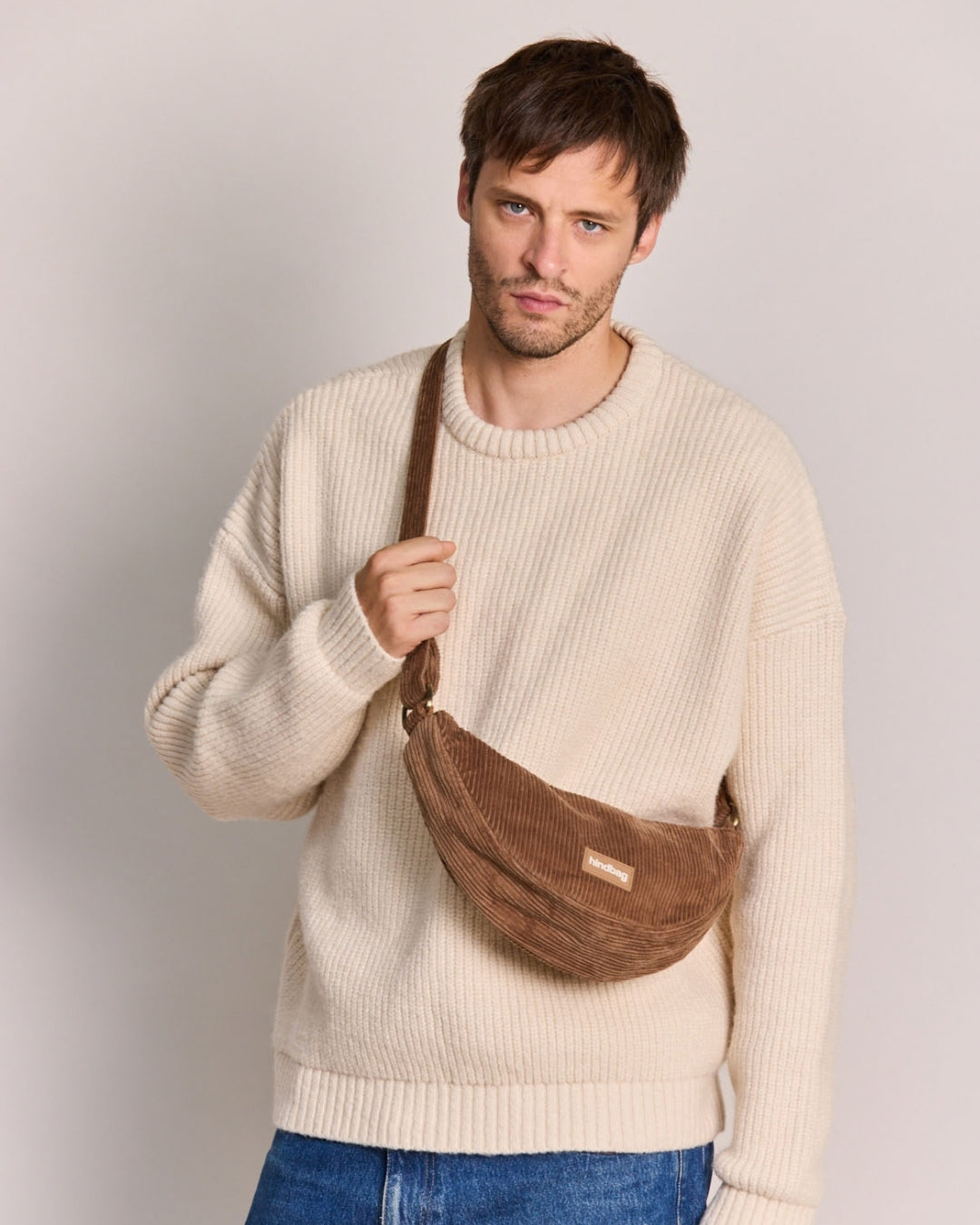 Macchiato Corduroy Andrea Crescent Bag hindbag