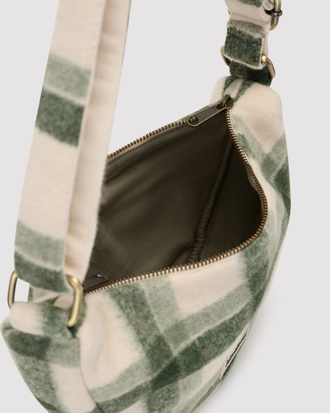 Green Tartan Andrea Crescent Bag hindbag