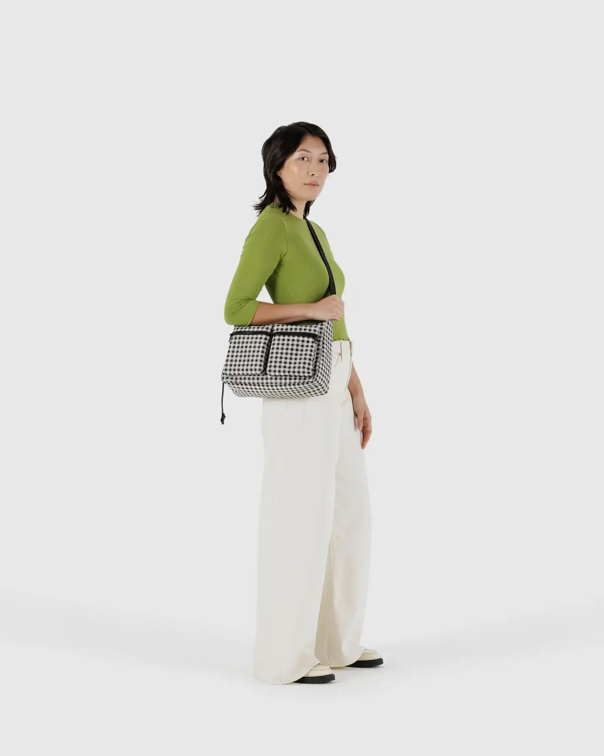 Black & White Gingham Medium Cargo Crossbody | BAGGU | Cargo Bag
