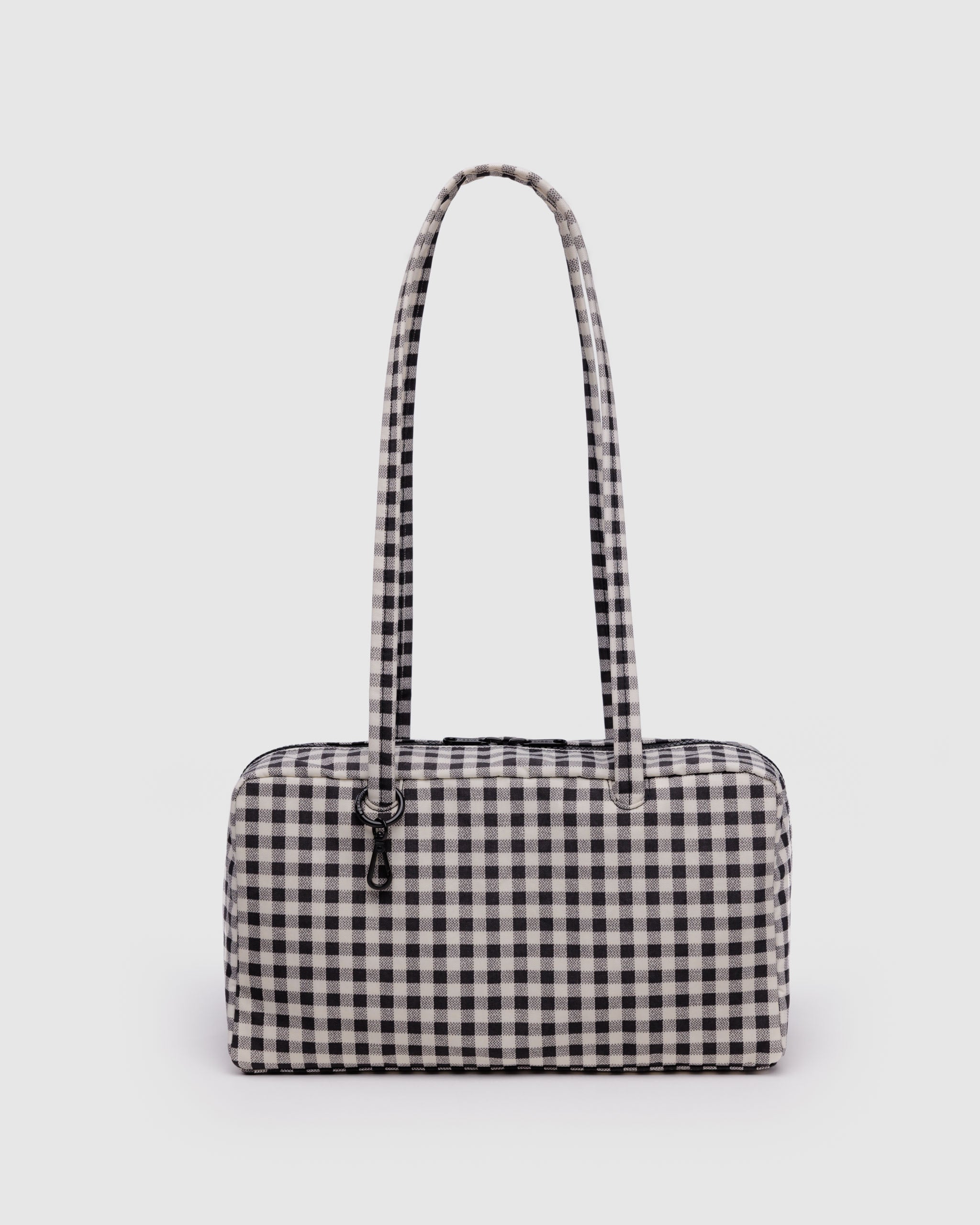 Black & White Gingham Nylon Bowler Bag | BAGGU | Shoulder Bag
