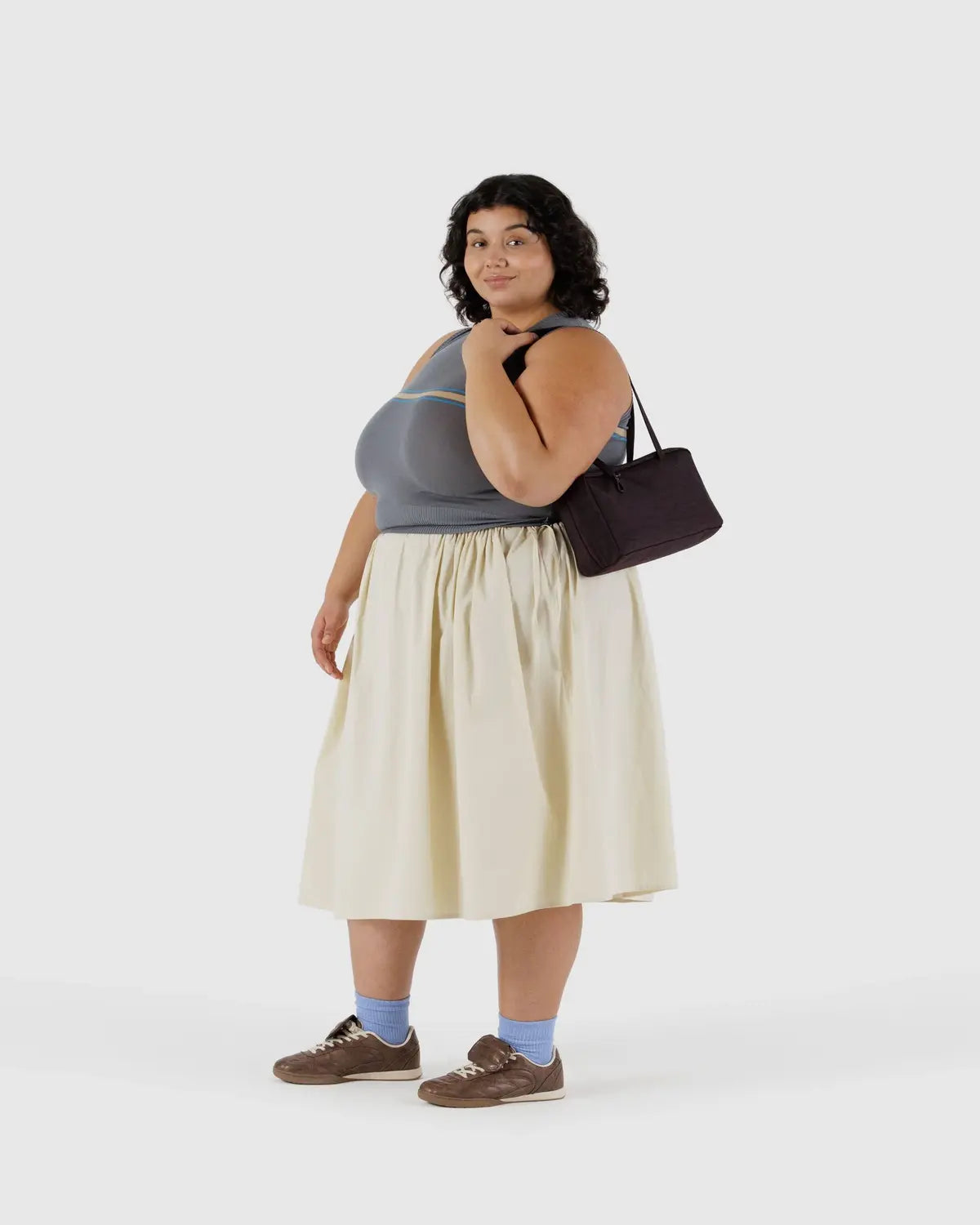 Chocolate Plum Nylon Bowler Bag