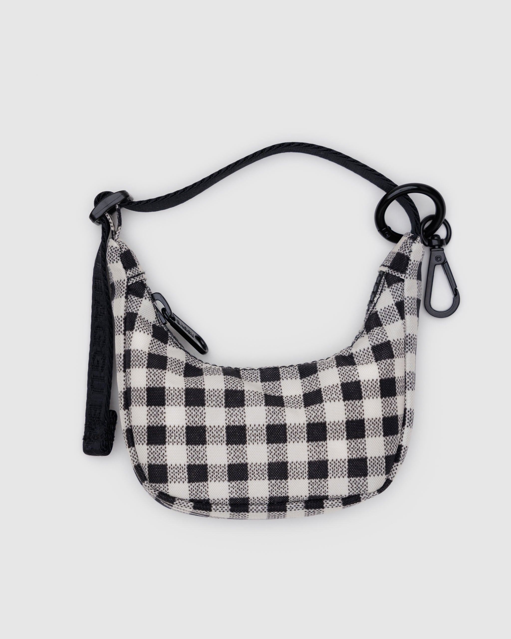 Black & White Gingham Crescent Bag Charm | BAGGU | Bag Charm