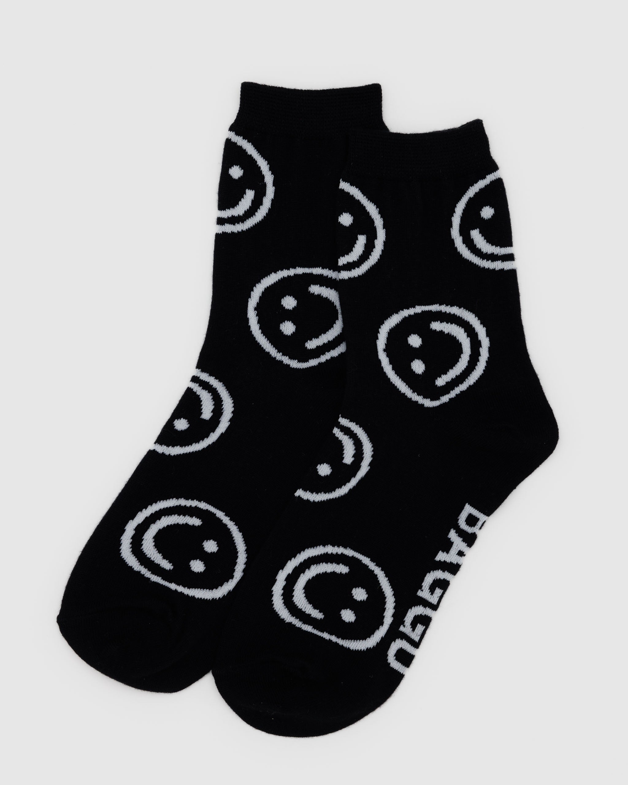 Black Happy Crew Sock | BAGGU | Socks