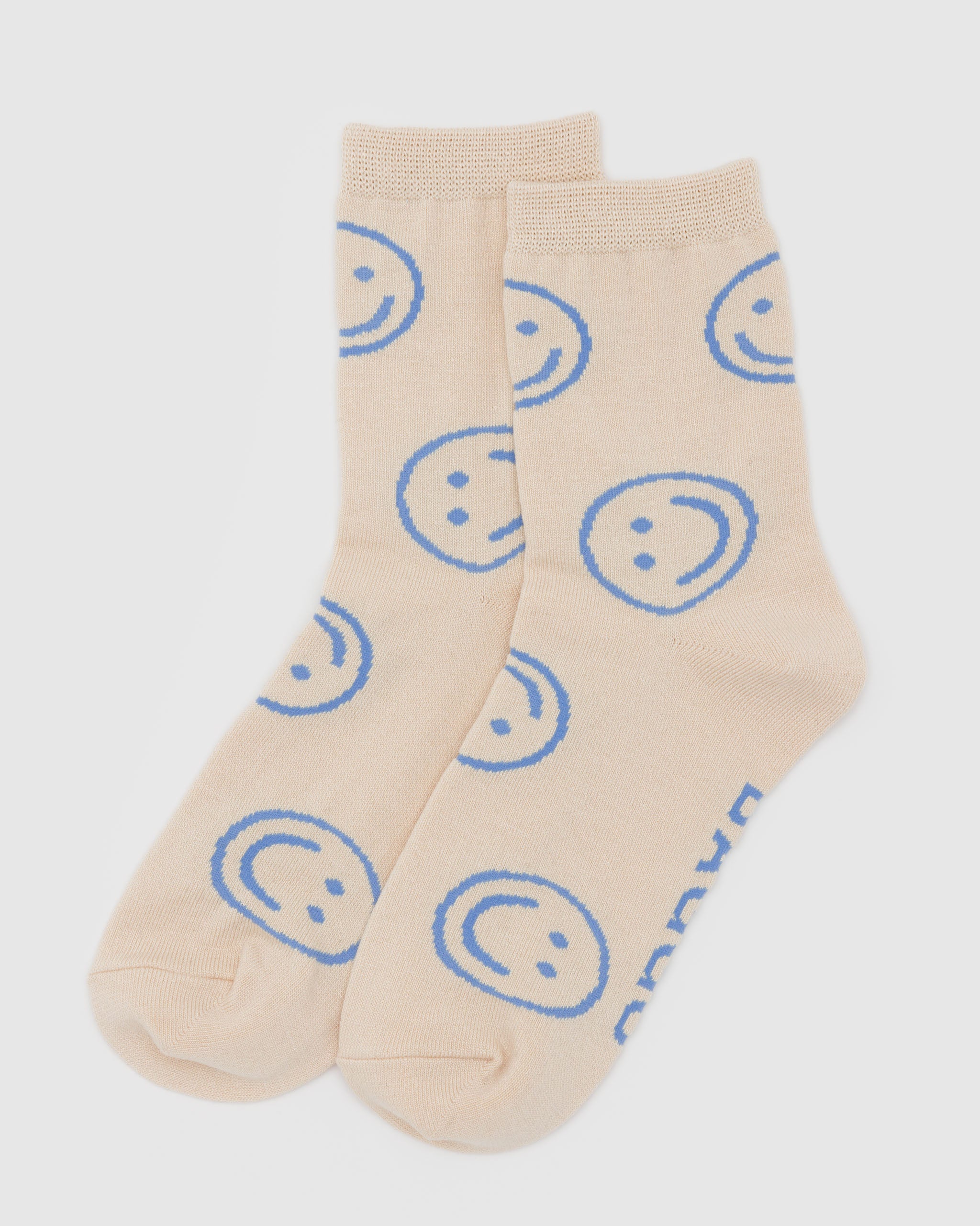 Ecru Periwinkle Happy Crew Sock BAGGU - FA25 | BAGGU | Socks