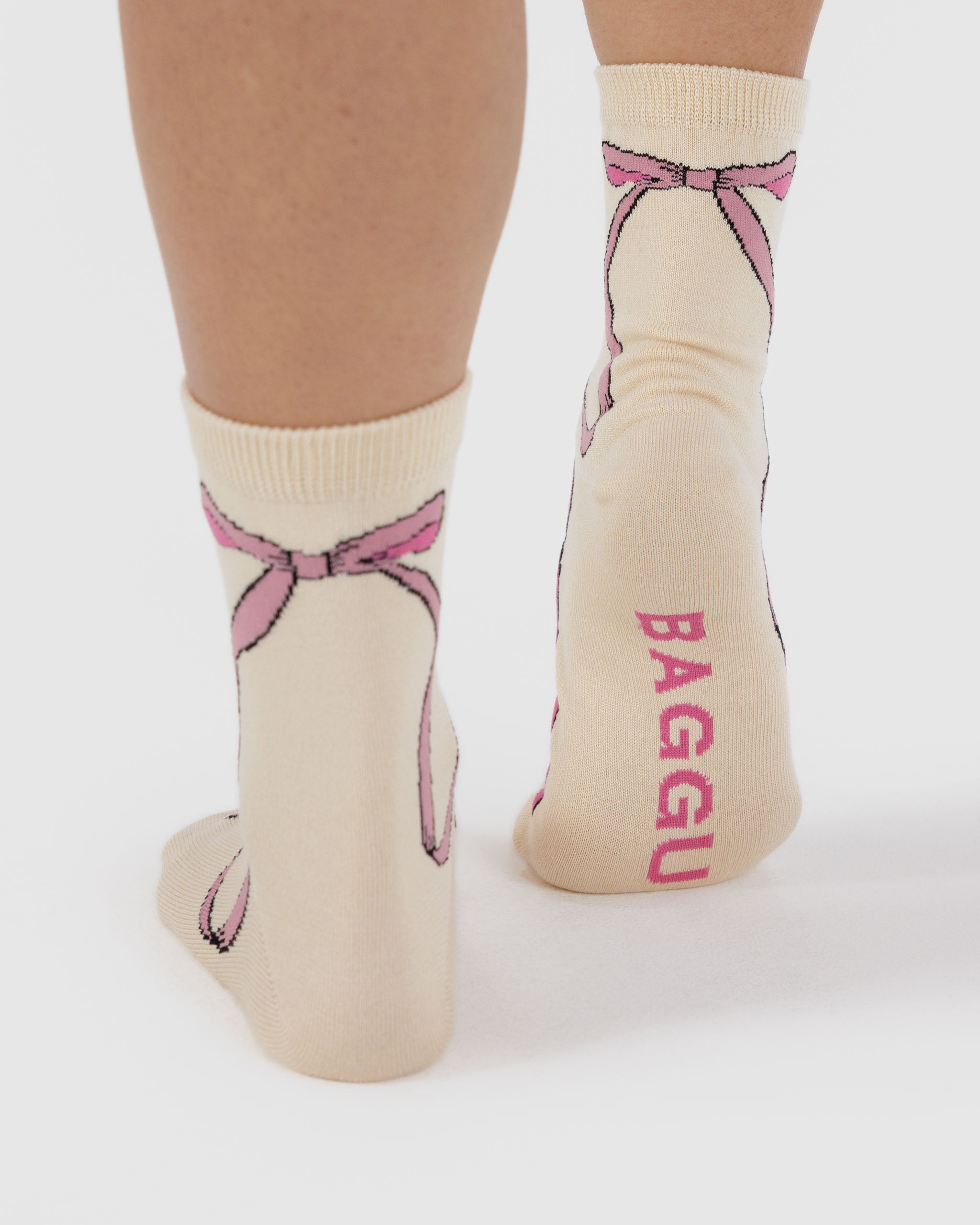 Pink Bow Crew Sock | BAGGU | Socks