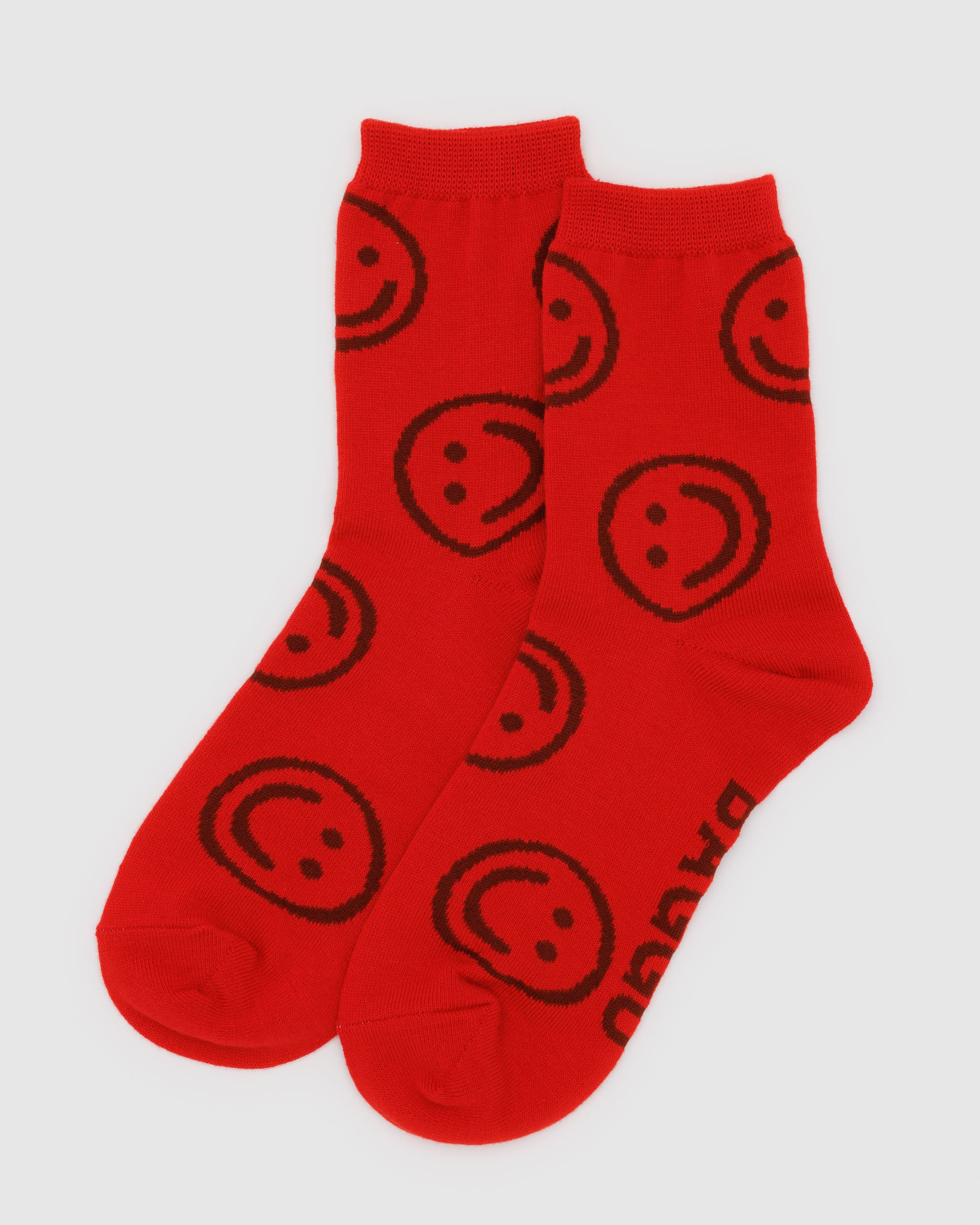 Red Happy Crew Sock | BAGGU | Socks