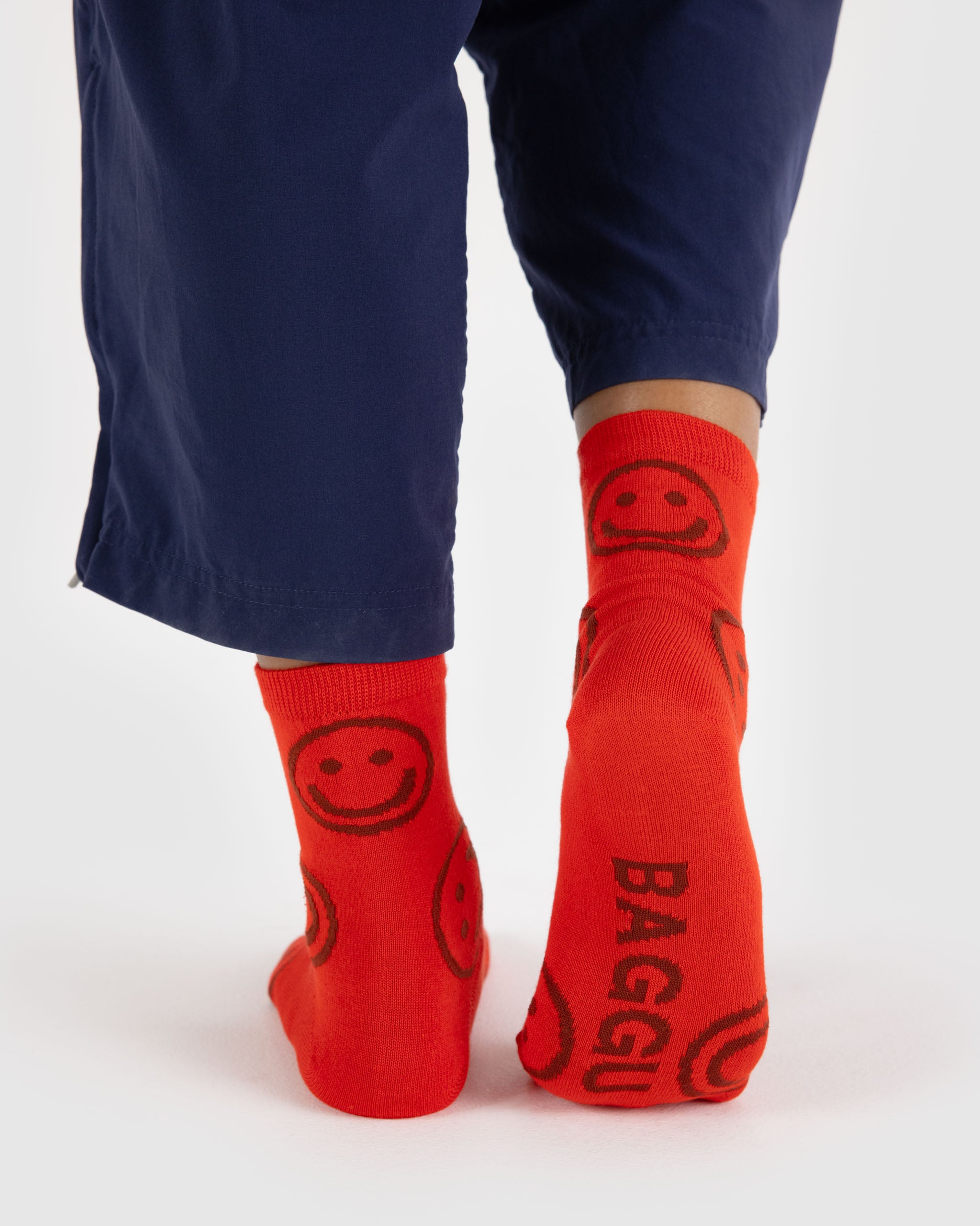 Red Happy Crew Sock | BAGGU | Socks