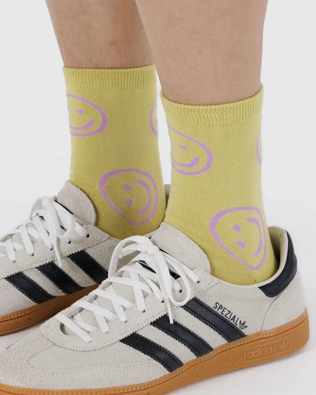 Straw Periwinkle Happy Crew Sock | BAGGU | Socks