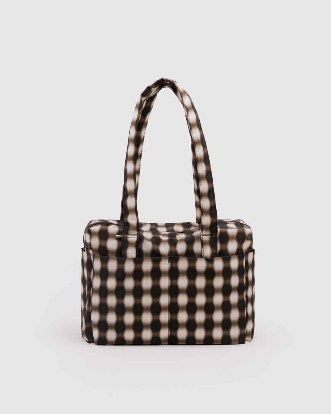 Blurred Gingham Brown Everyday Cloud Bag