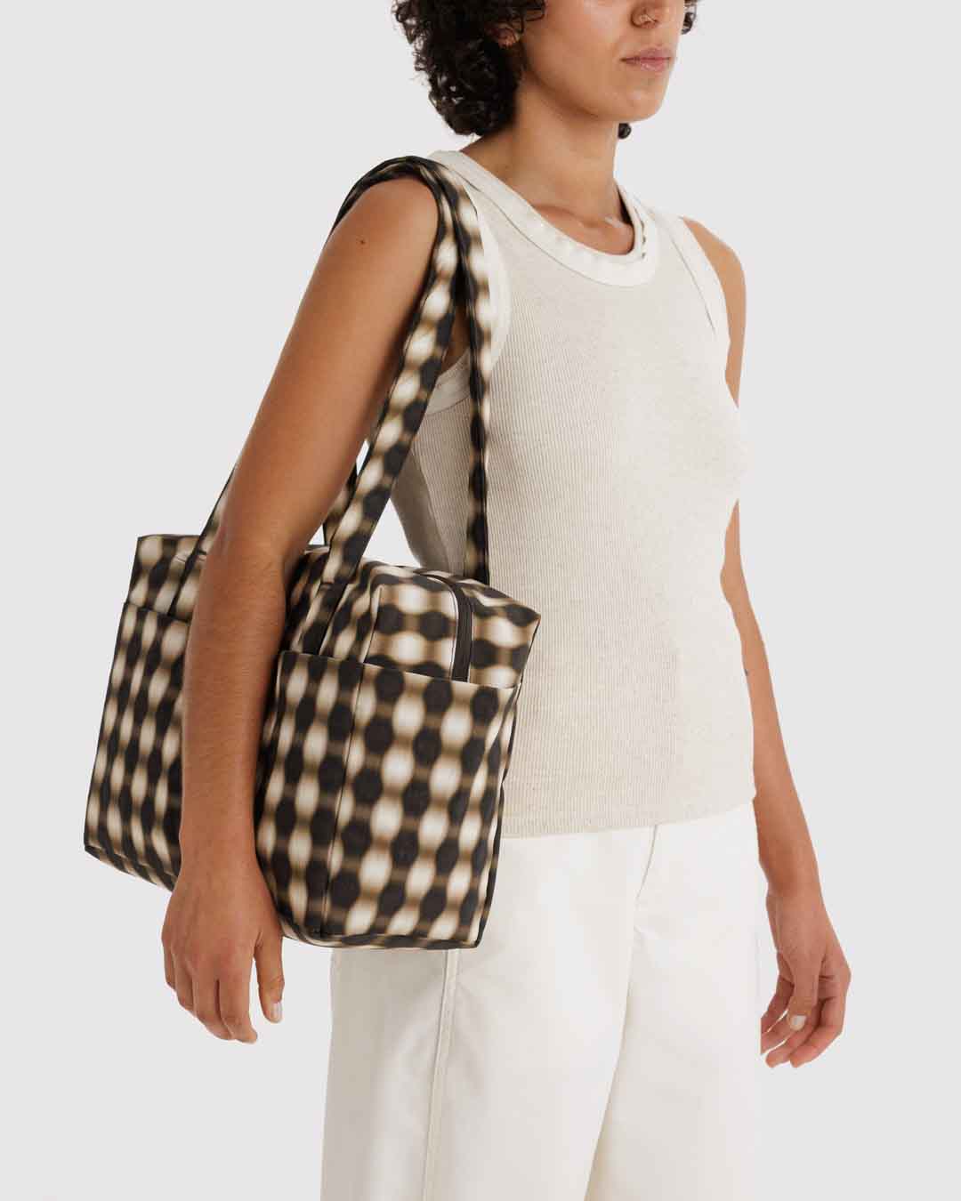 Blurred Gingham Brown Everyday Cloud Bag