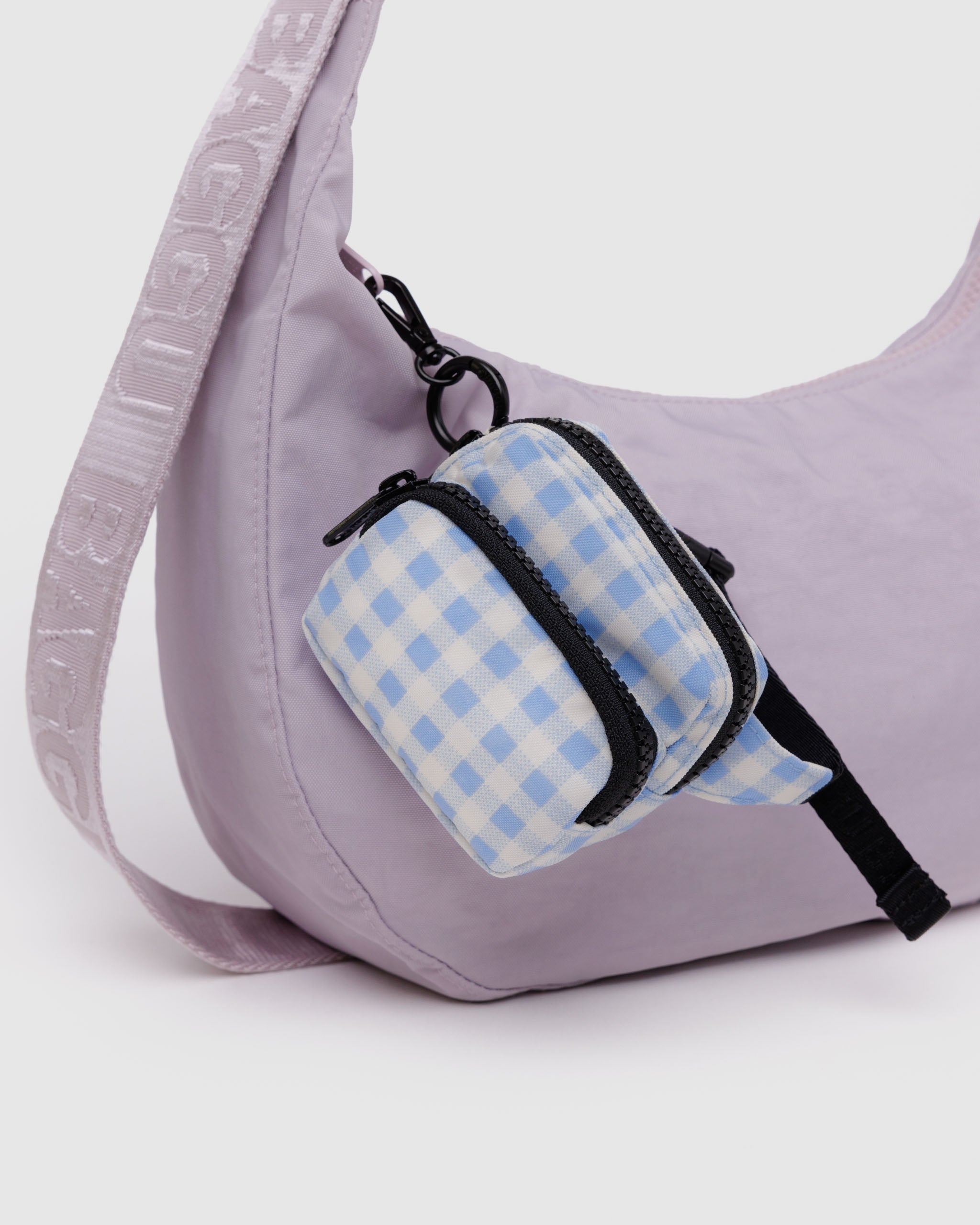 Light Blue Gingham Bum Bag / Fanny Pack Charm | BAGGU | Bag Charm