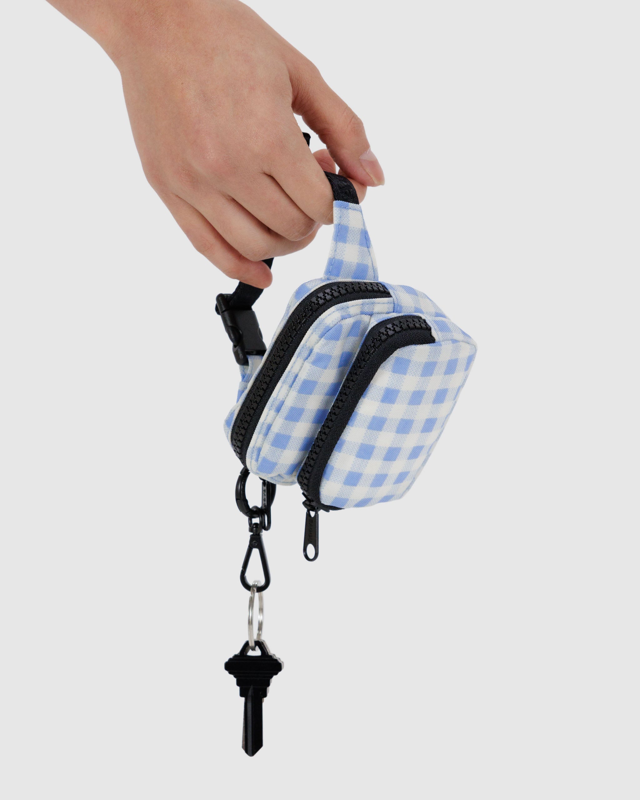 Light Blue Gingham Bum Bag / Fanny Pack Charm | BAGGU | Bag Charm