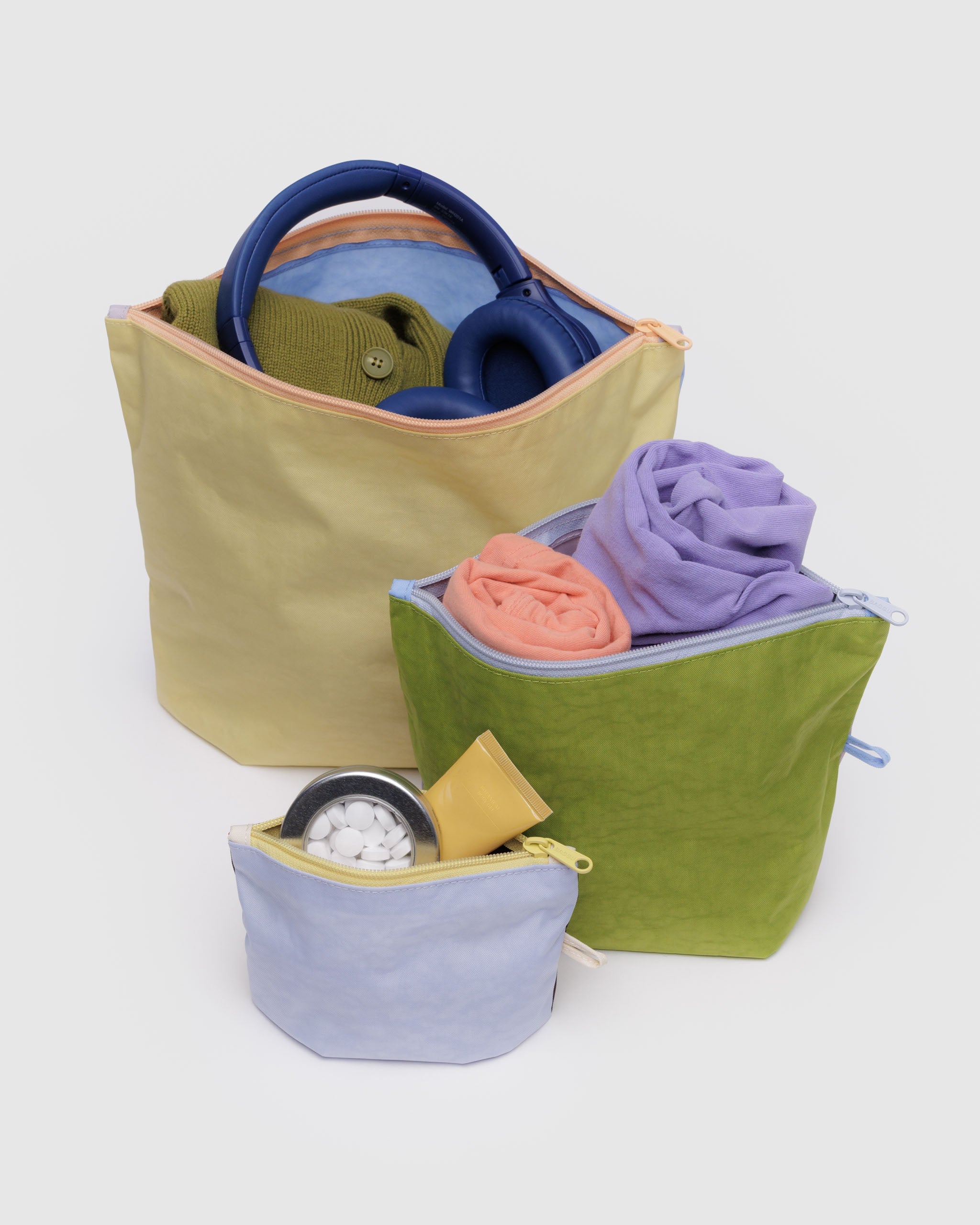 Pastels Colorblock Go Pouch Set | BAGGU | Packing + Organisation