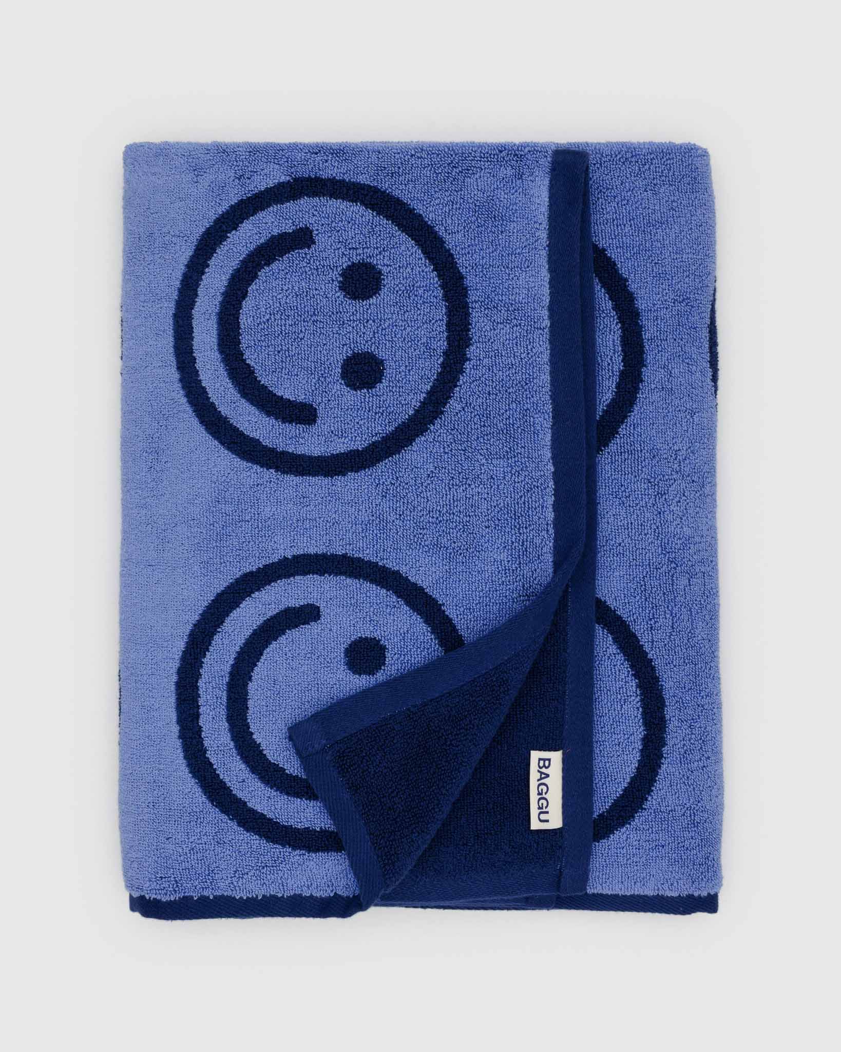 Happy Blue Bath Towel | BAGGU | Towels