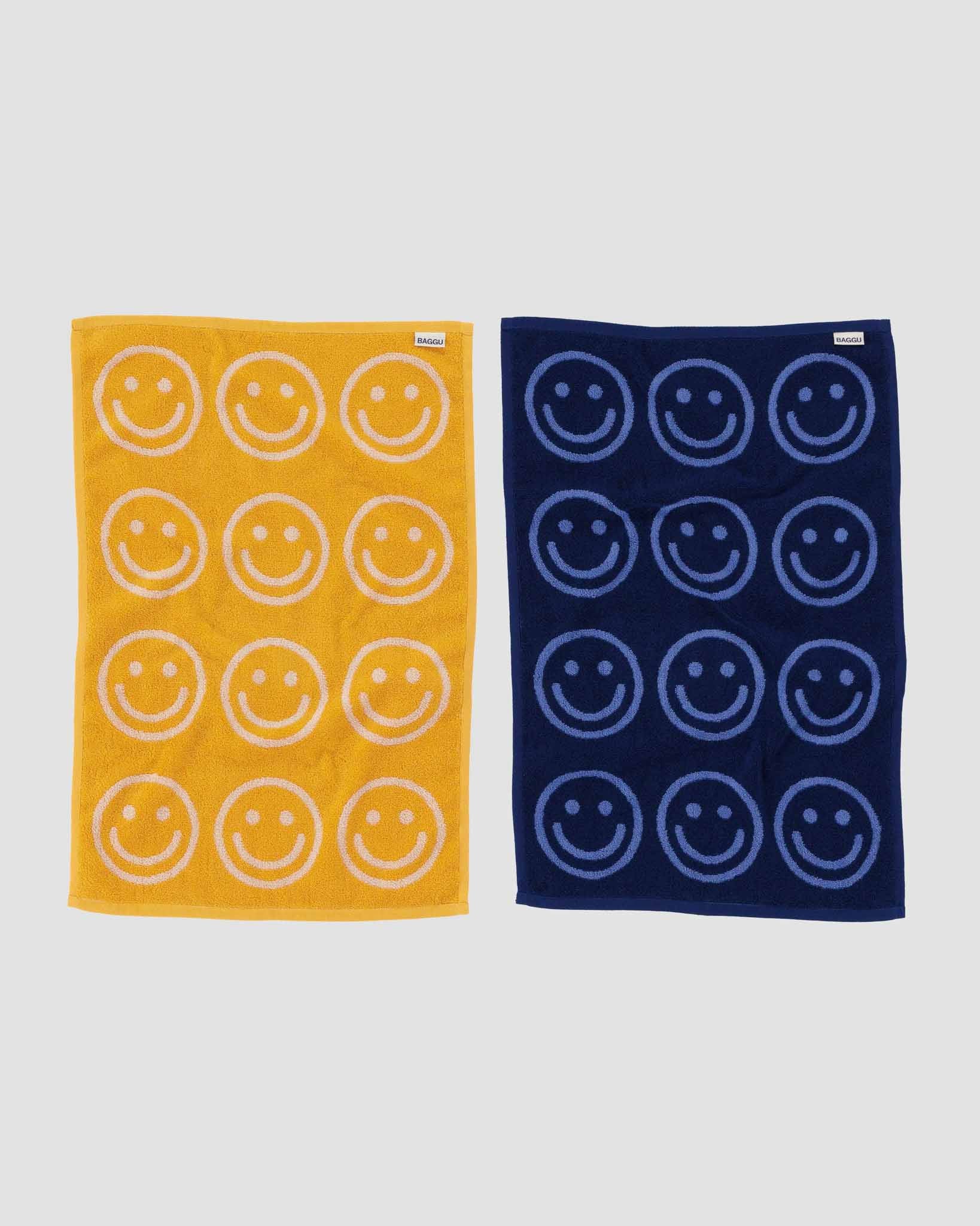 Happy Towels Happy Blue Marigold Mix Hand Towel Set Of Two | BAGGU | Towels