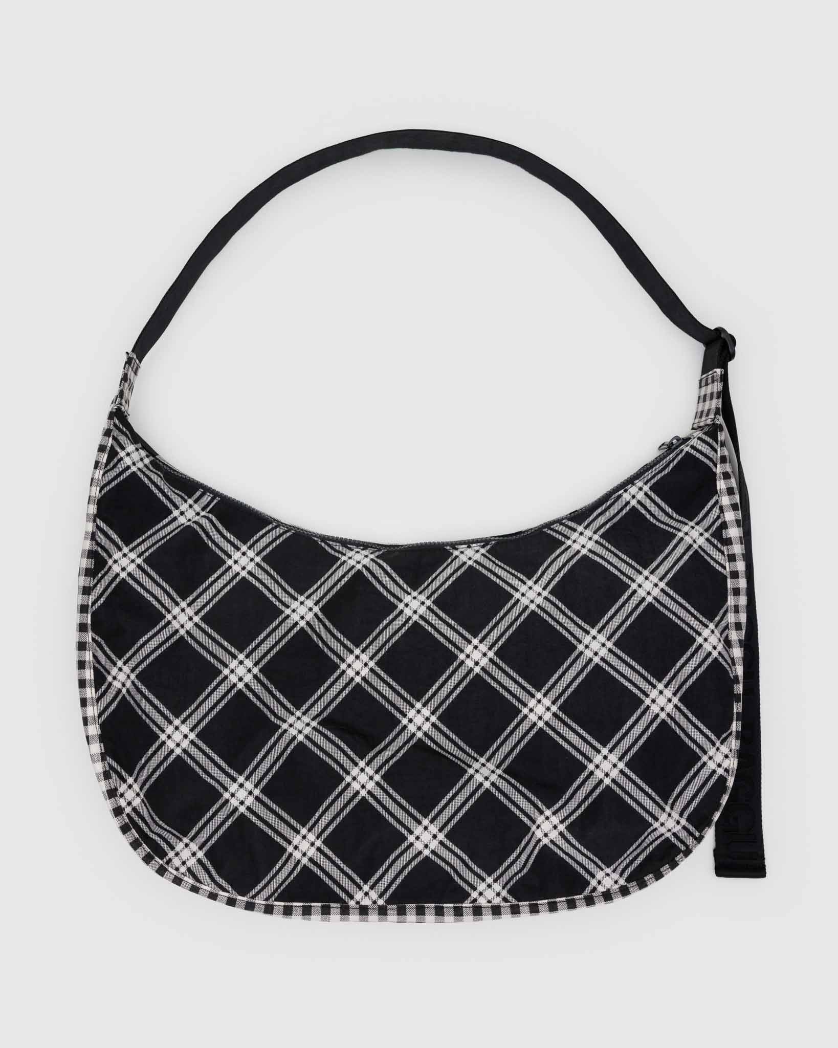 BAGGU Mixed Plaid large nylon crescent bag | BAGGU | Crossbody Bag