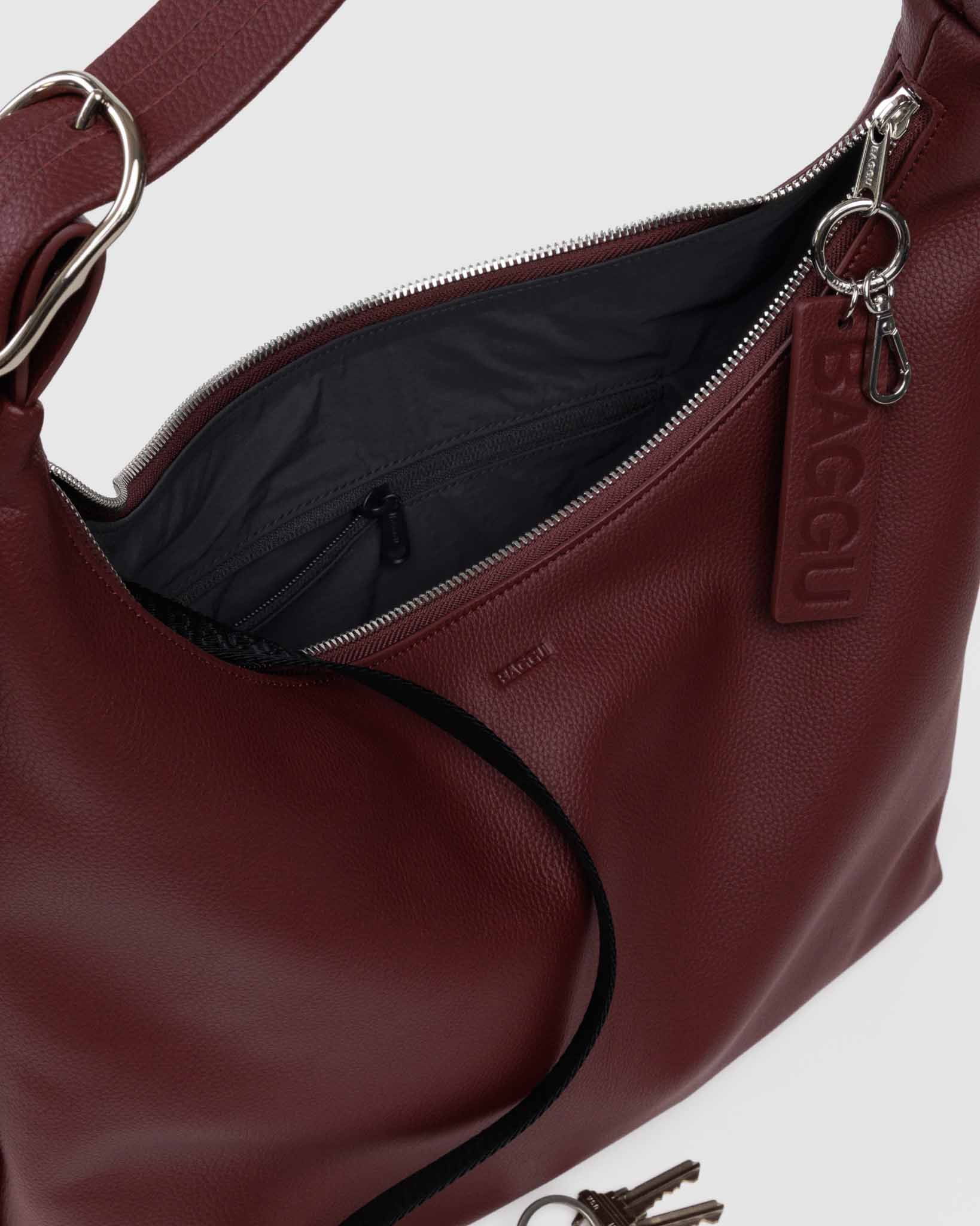 BAGGU Mahogany recycled leather shoulder bag | BAGGU | Shoulder + Crossbody Bag