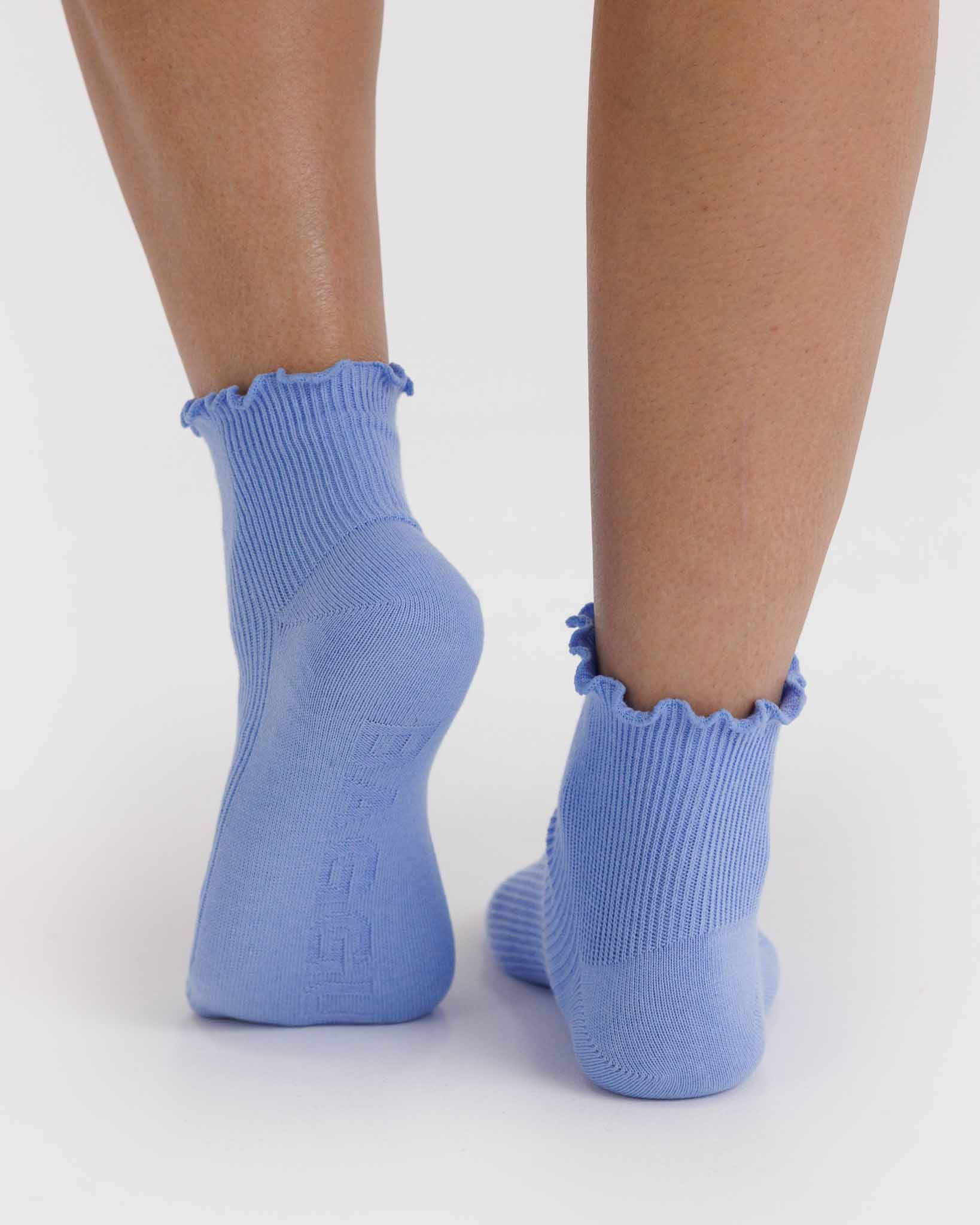 Lettuce Edge Sock Set of 2 - Light Blue & Red | BAGGU | Socks