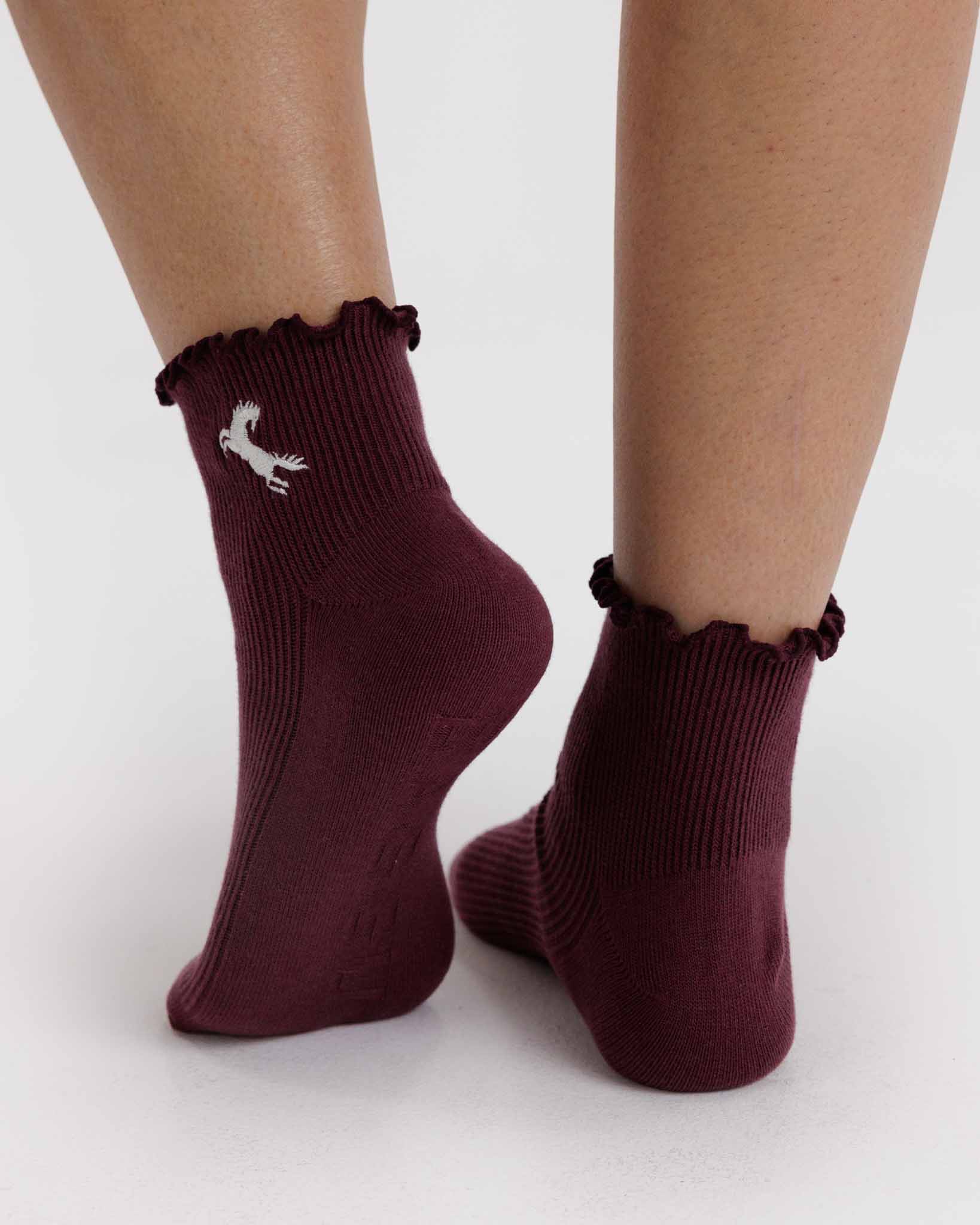 Lettuce Edge Sock Set of 2 - Mahogany & Navy Icons | BAGGU | Socks