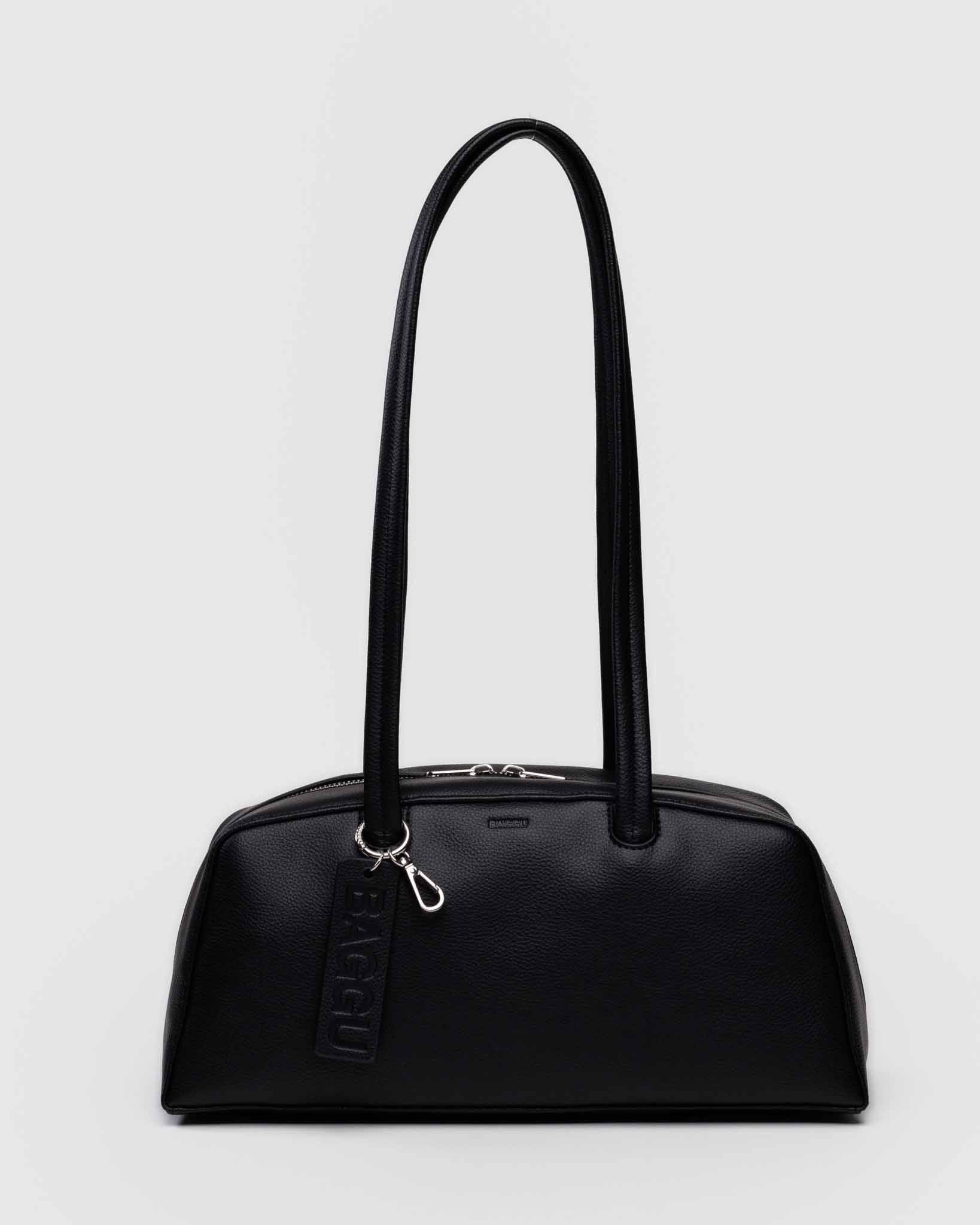 Black Medium Recycled Leather Bowler Bag | BAGGU | Shoulder Bag