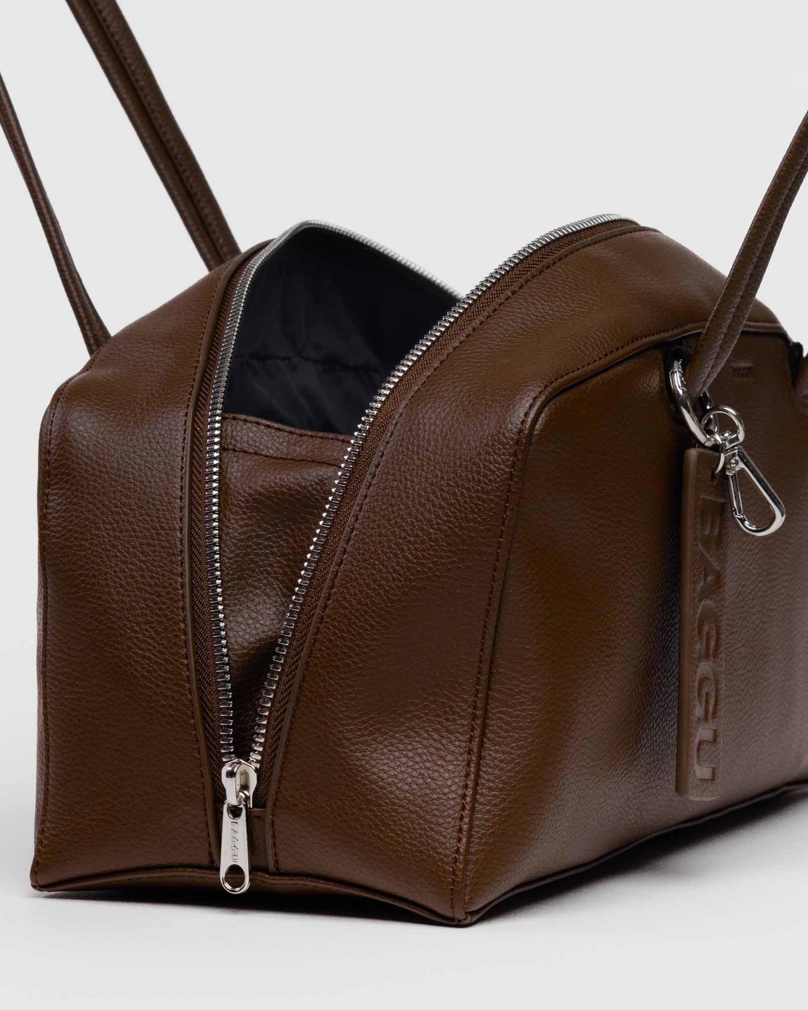Brown Medium Recycled Leather Bowler Bag | BAGGU | Shoulder Bag