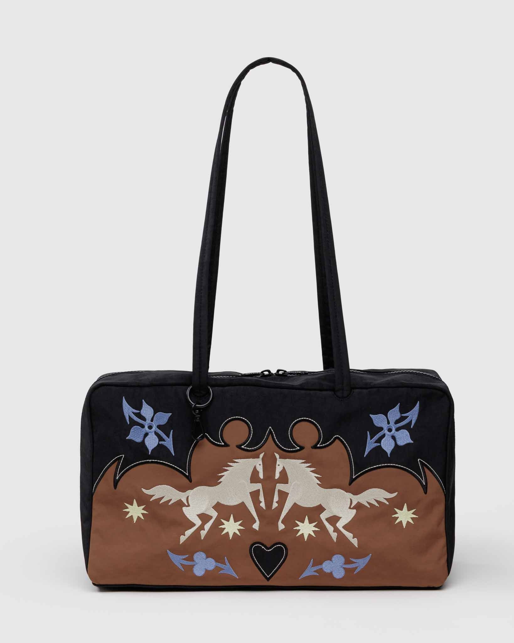 Western Appliqué Medium Nylon Bowler Bag | BAGGU | Shoulder Bag