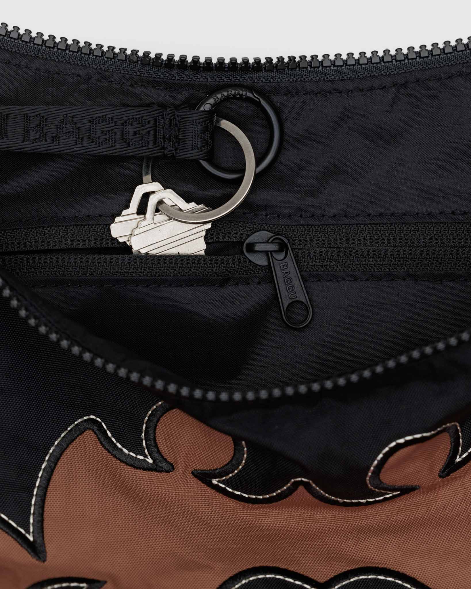 Western Appliqué medium nylon crescent bag | BAGGU | Crossbody Bag