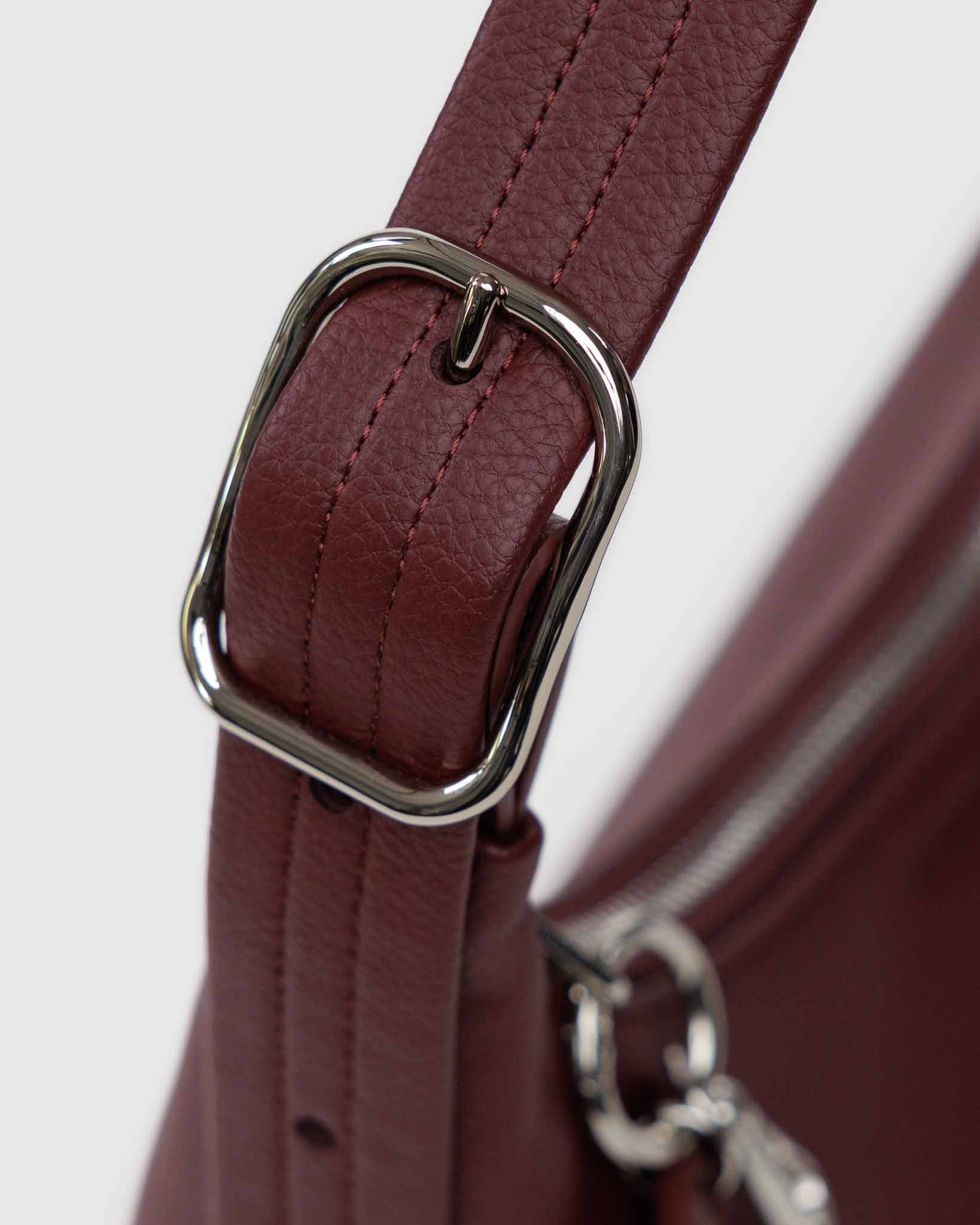 Mahogany mini recycled leather shoulder bag | BAGGU | Shoulder + Crossbody Bag