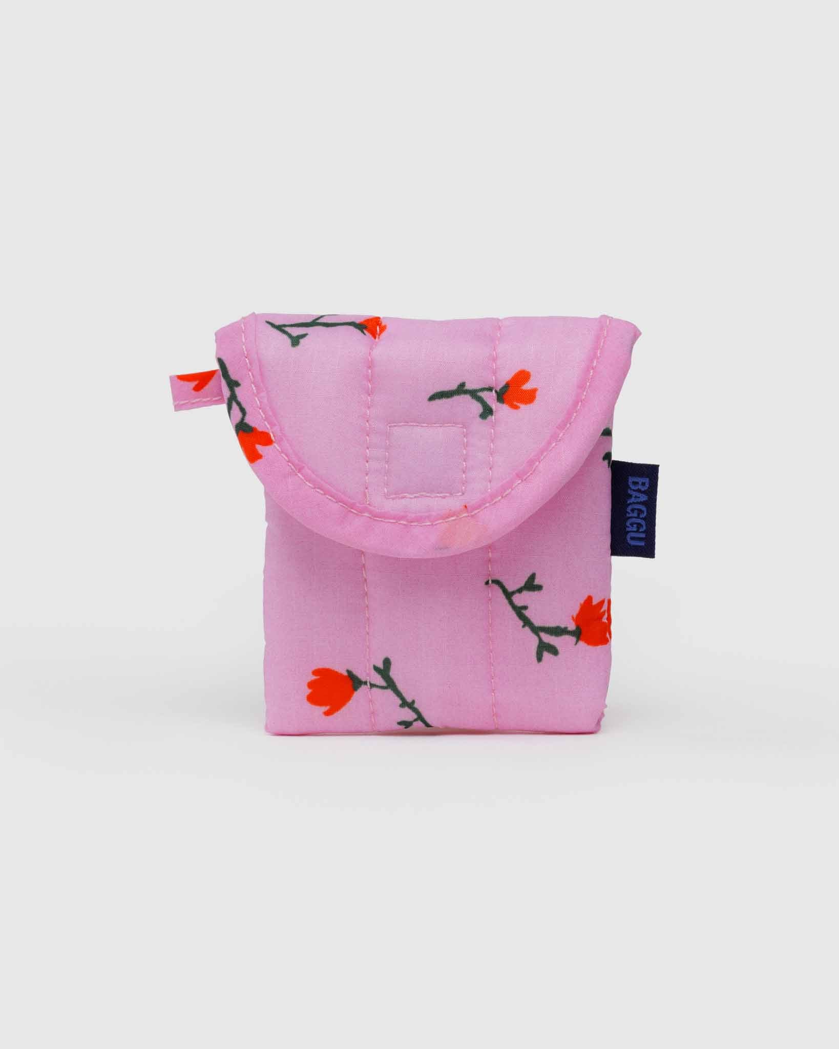 BAGGU Painted Wildflower puffy earbuds case