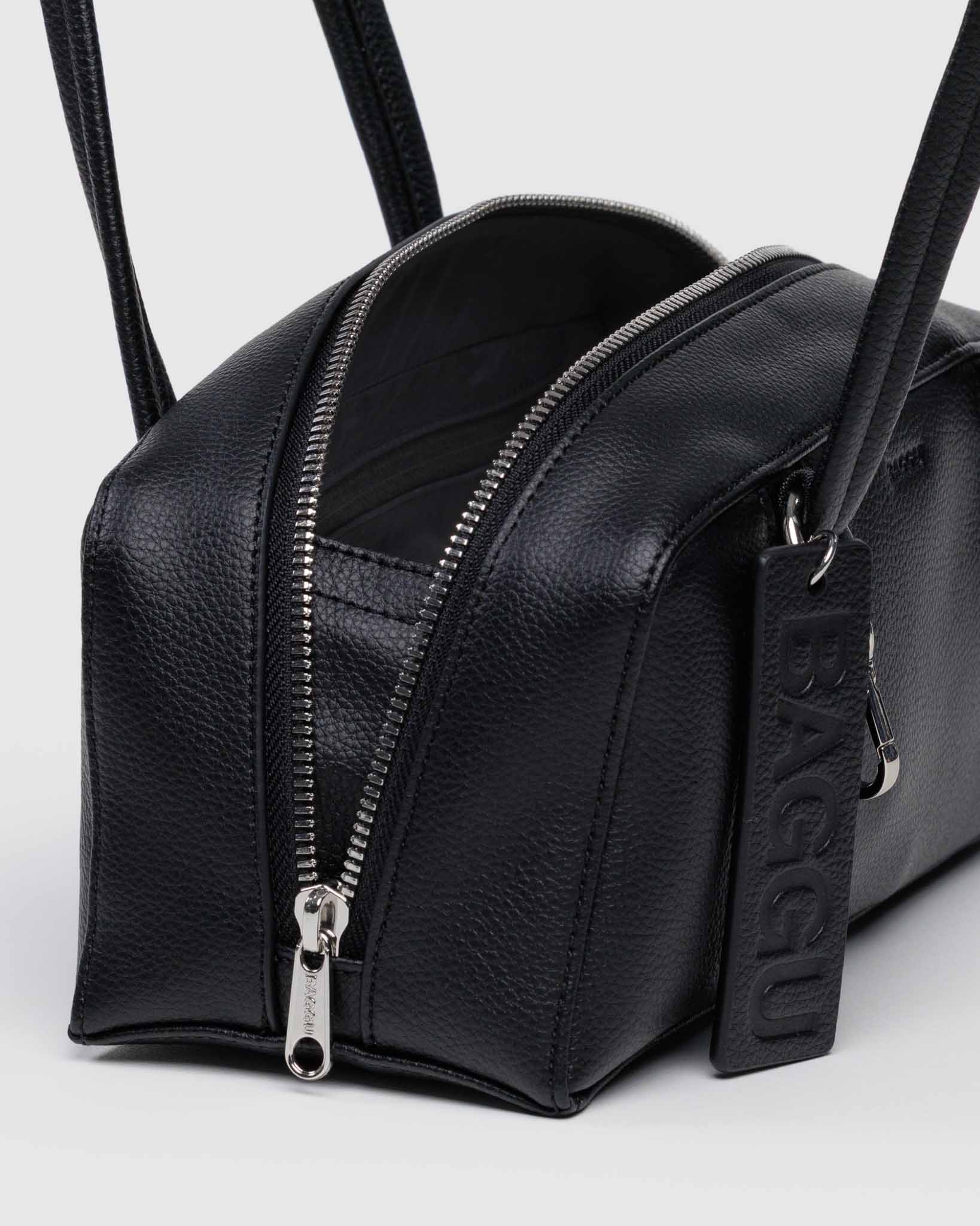 Black Small Recycled Leather Bowler Bag