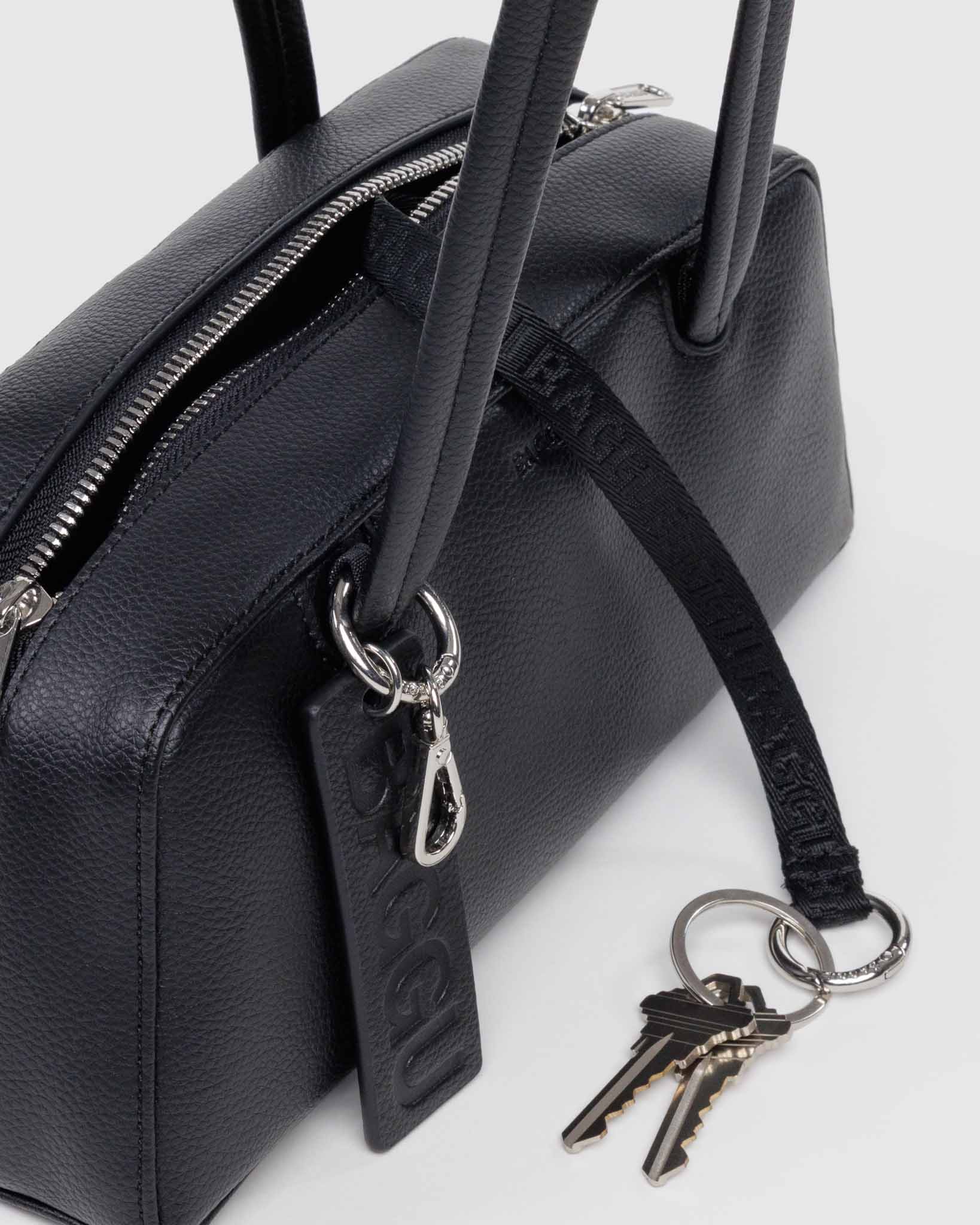 Black Small Recycled Leather Bowler Bag
