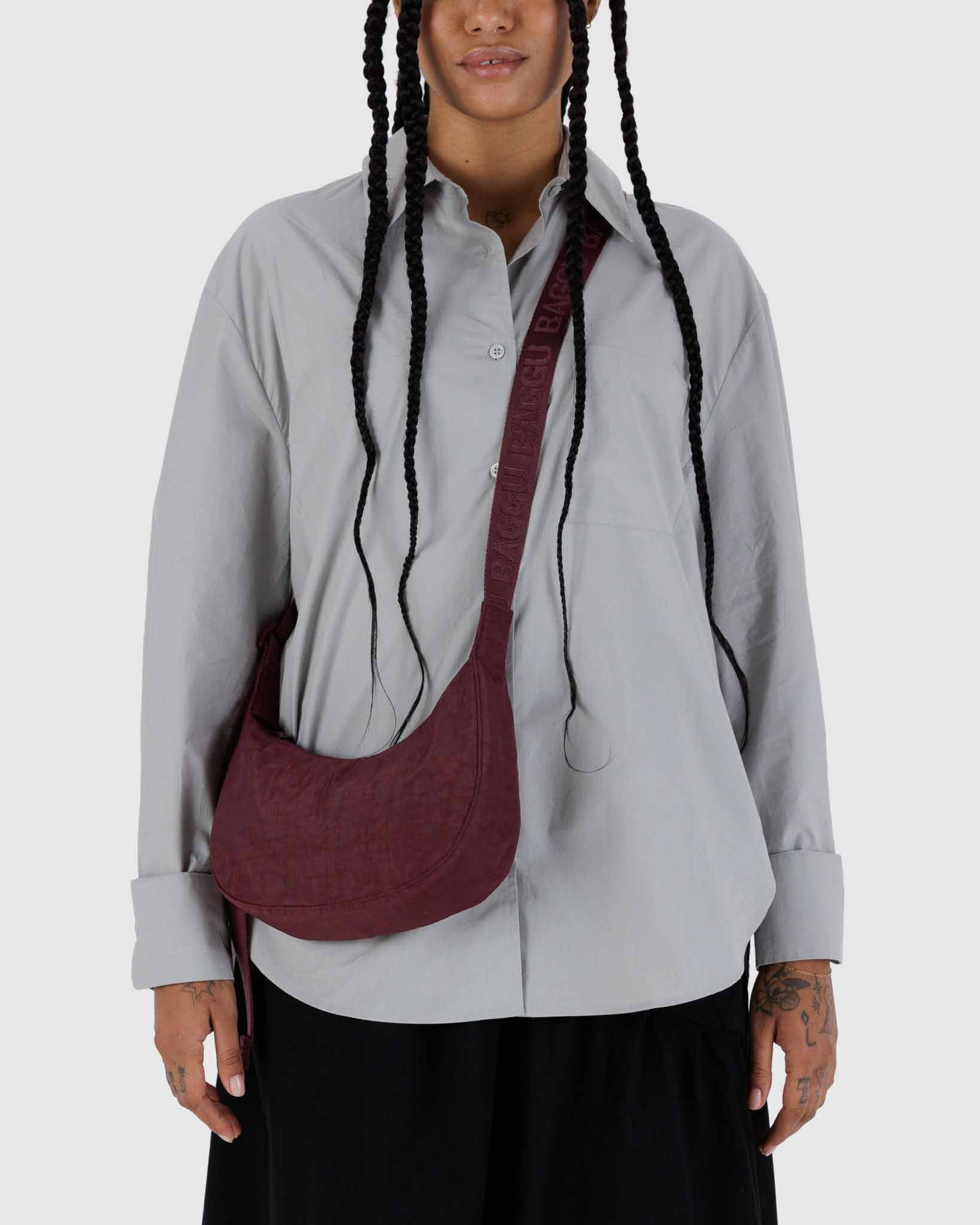 BAGGU Mahogany small nylon crescent bag | BAGGU | Crossbody Bag