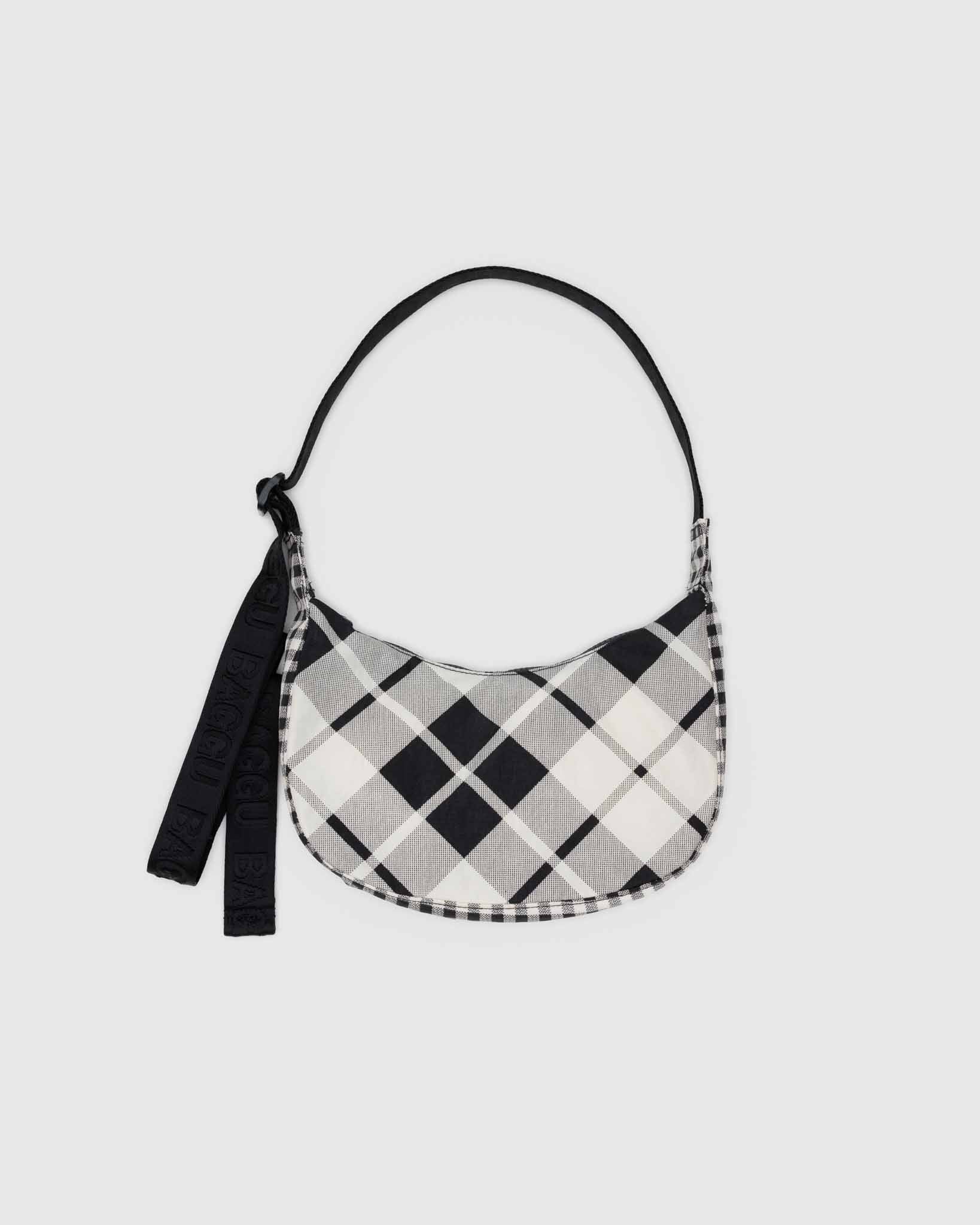 BAGGU Mixed Plaid small nylon crescent bag | BAGGU | Crossbody Bag