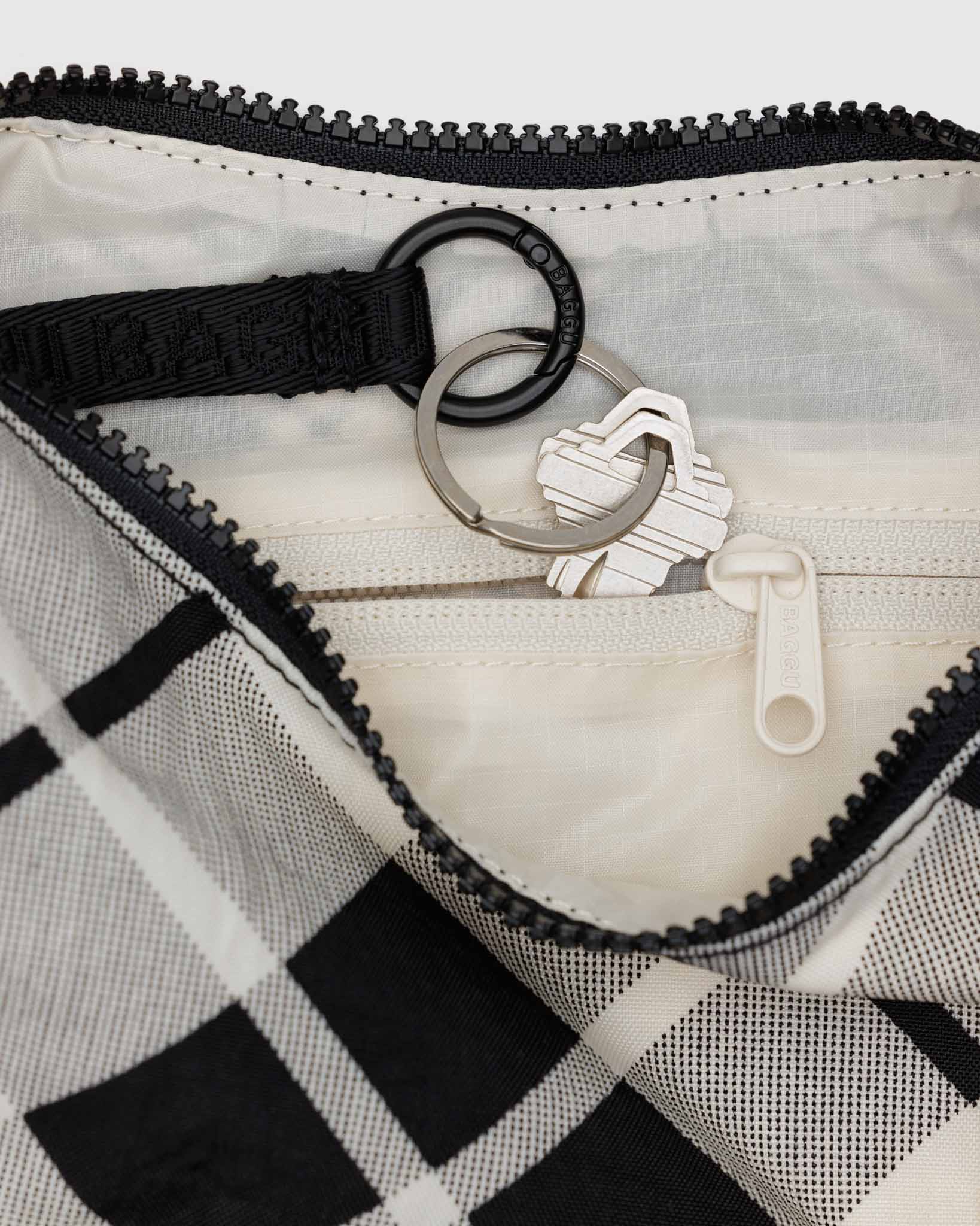 BAGGU Mixed Plaid small nylon crescent bag | BAGGU | Crossbody Bag