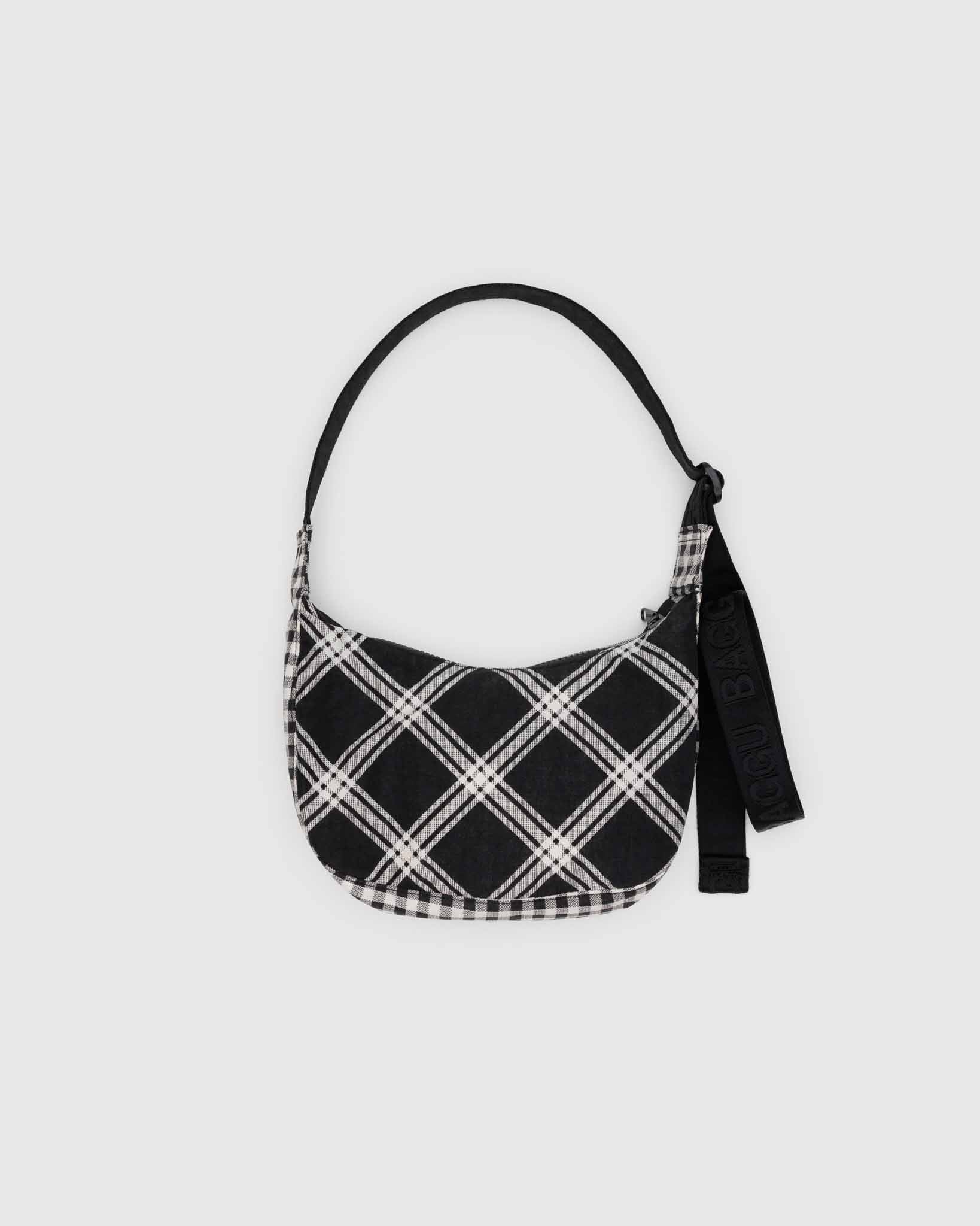 BAGGU Mixed Plaid small nylon crescent bag | BAGGU | Crossbody Bag