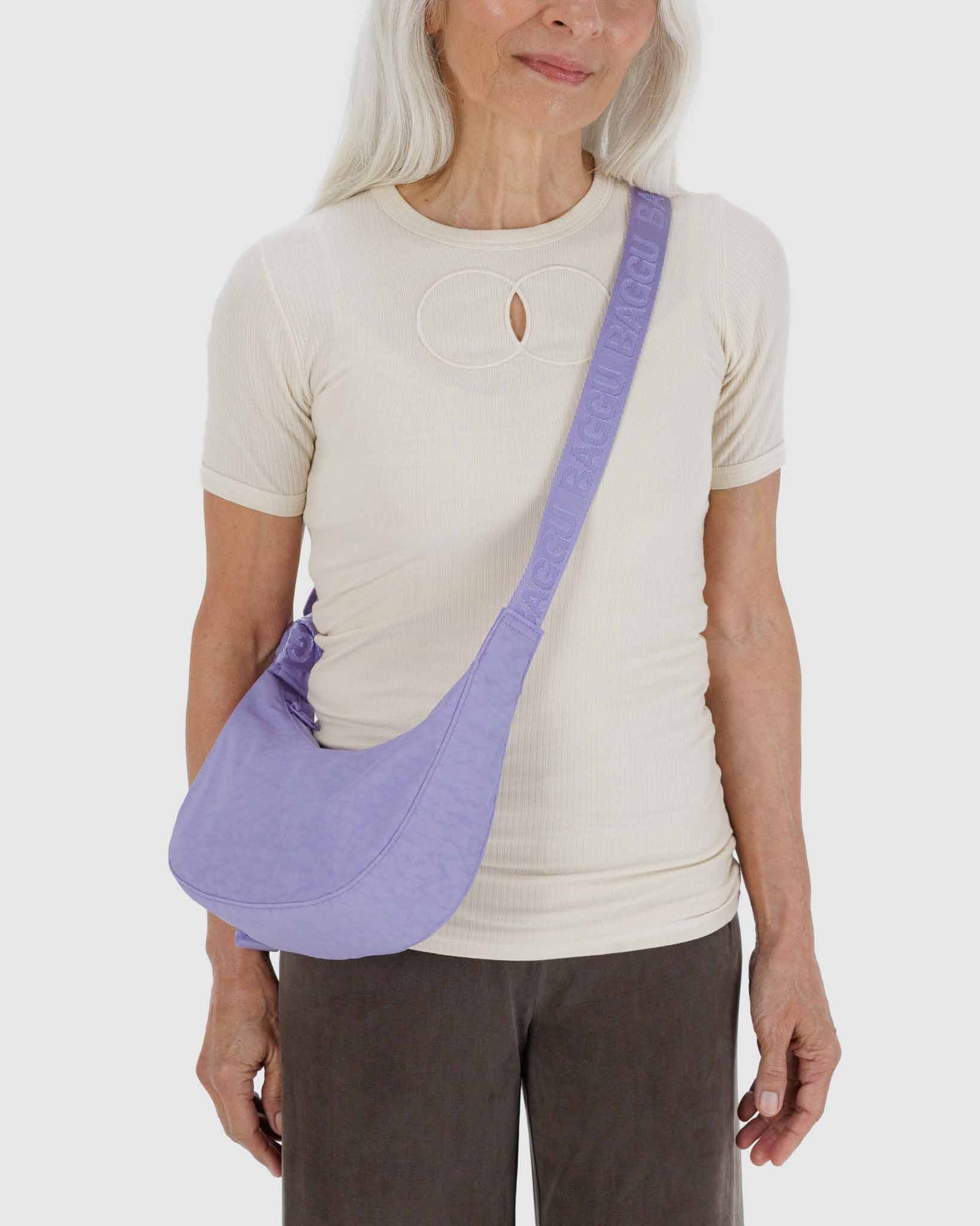 Wisteria Small Nylon Crescent Bag | BAGGU | Crossbody Bag