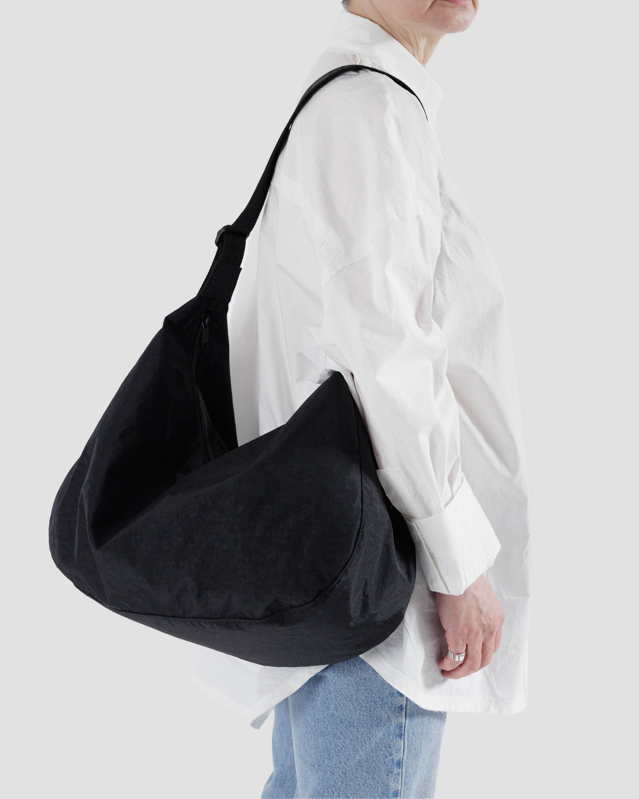 Black Large Nylon Crescent Bag | BAGGU | Crossbody Bag