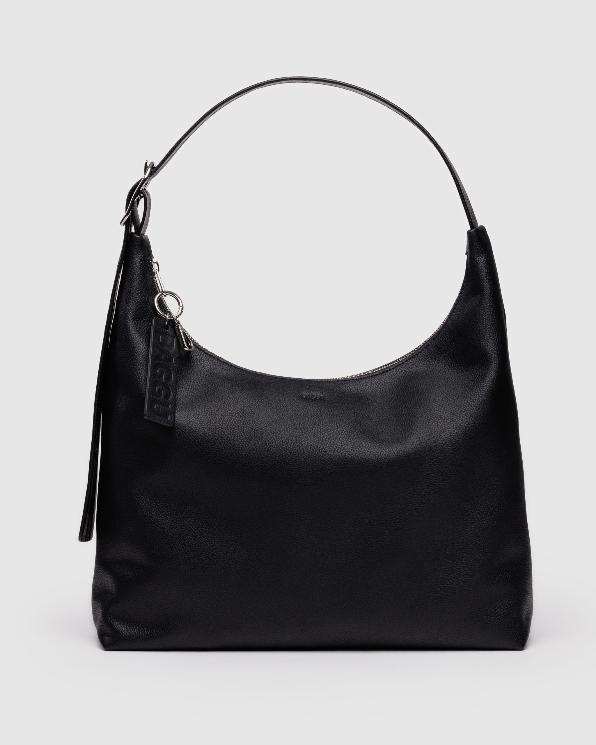 Black recycled leather shoulder bag | BAGGU | Shoulder + Crossbody Bag