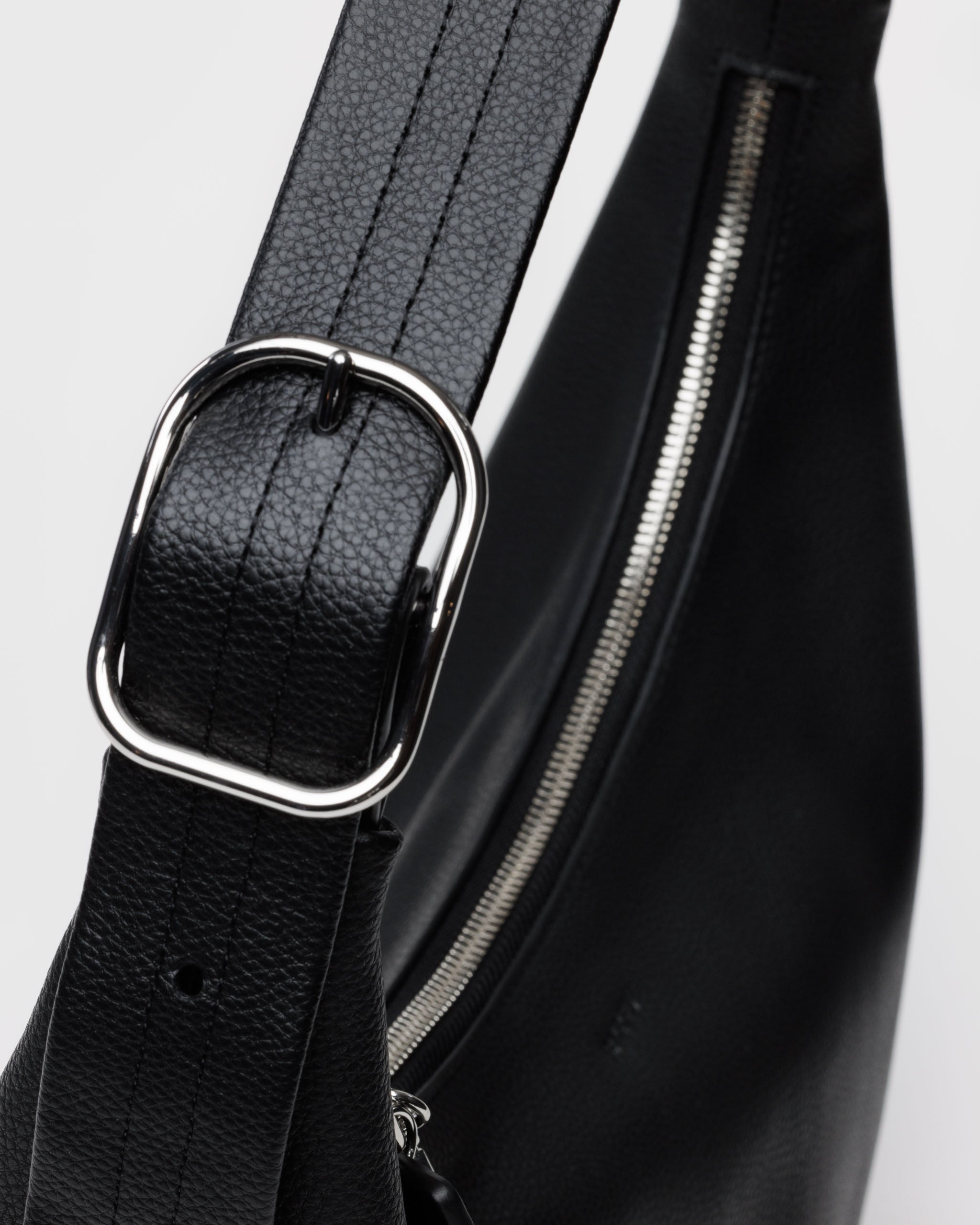 Black recycled leather shoulder bag | BAGGU | Shoulder + Crossbody Bag
