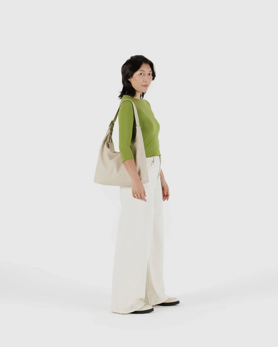 Stone recycled leather shoulder bag | BAGGU | Shoulder + Crossbody Bag