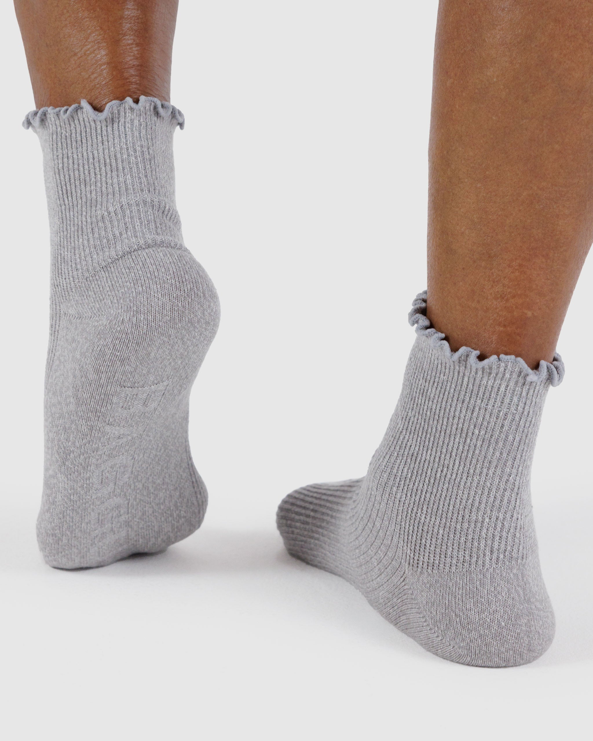 Lettuce Edge Sock Set of 2 - Heather Grey & Black | BAGGU | Socks
