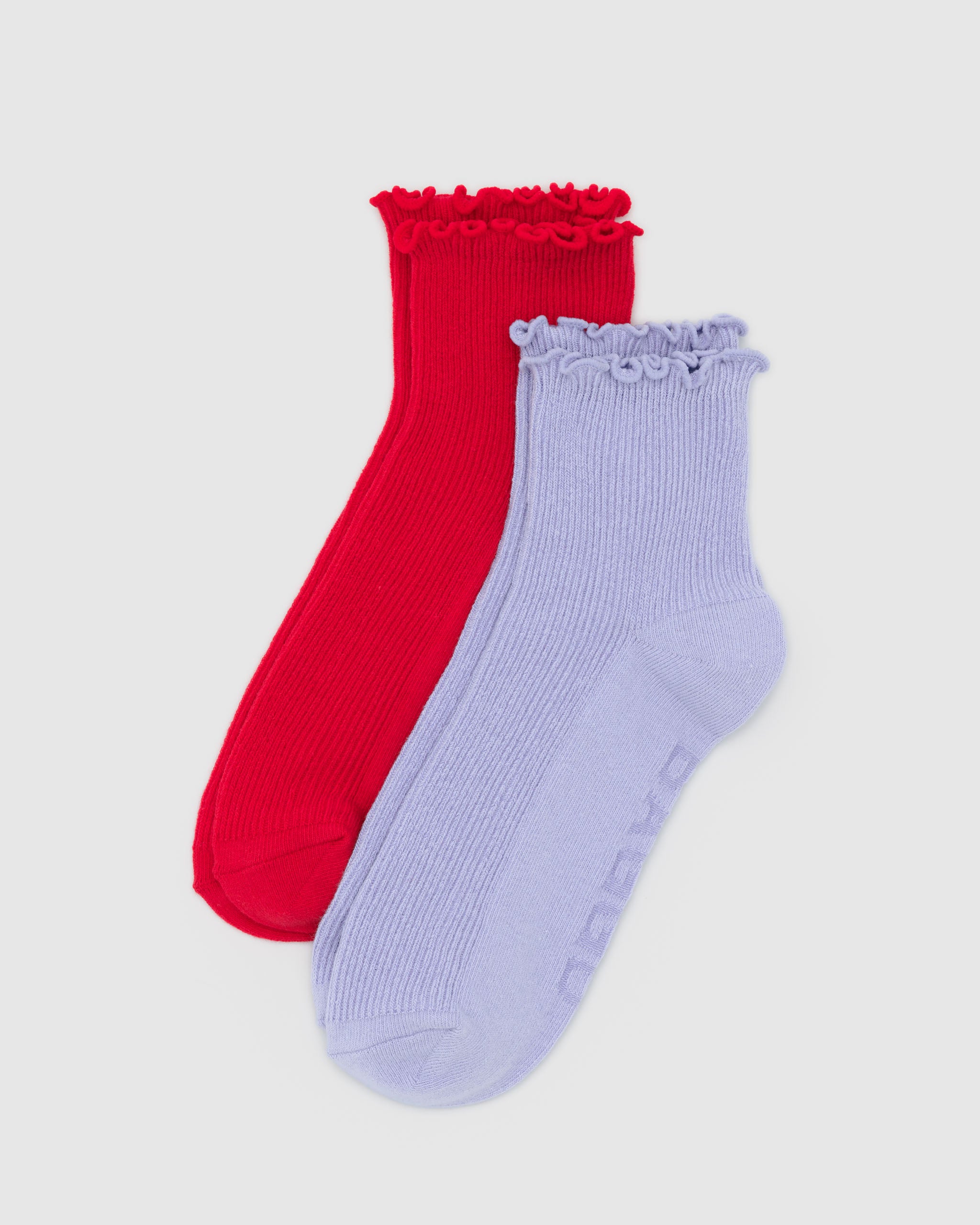 Lettuce Edge Sock Set of 2 - Lavender & Red | BAGGU | Socks